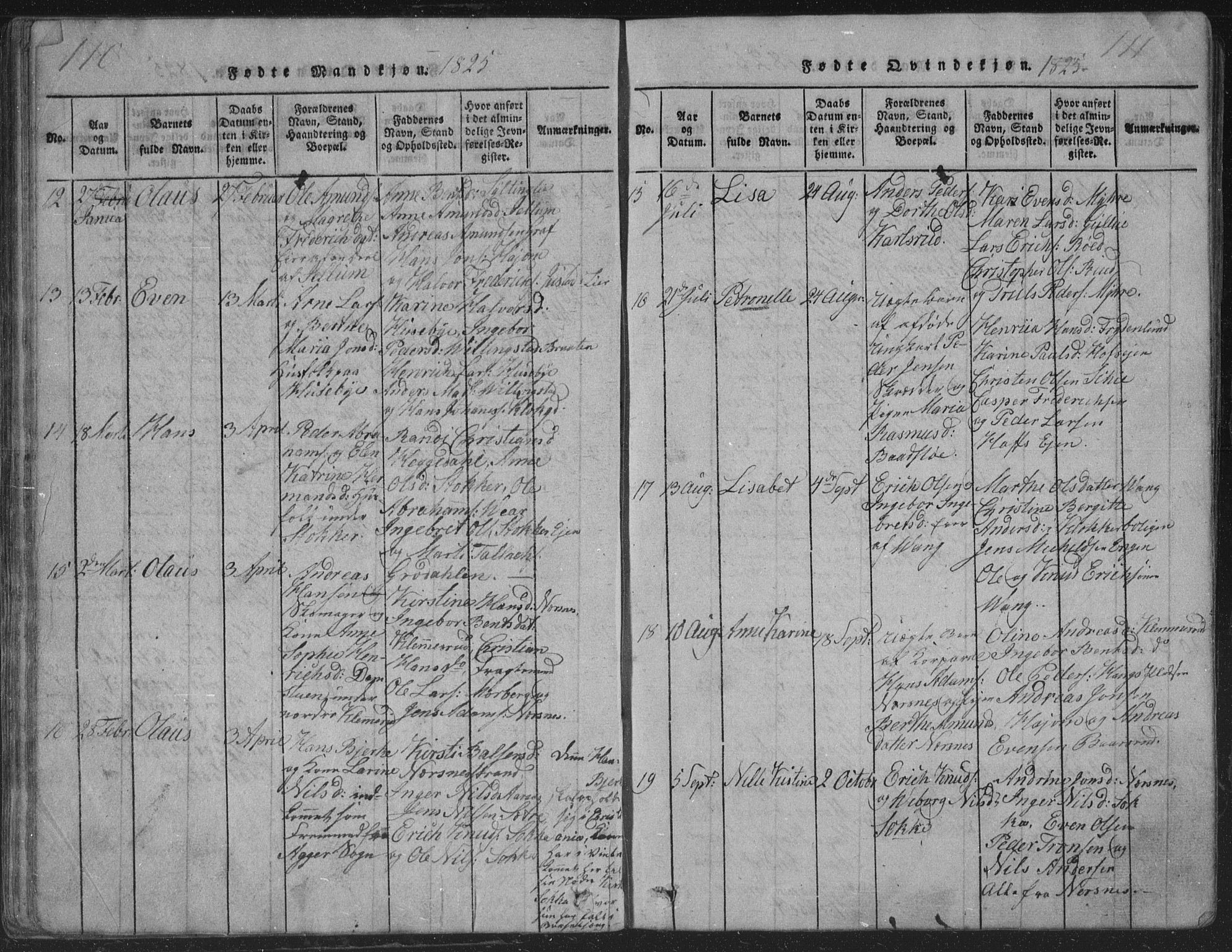 Røyken kirkebøker, AV/SAKO-A-241/G/Ga/L0003: Parish register (copy) no. 3, 1814-1856, p. 110-111