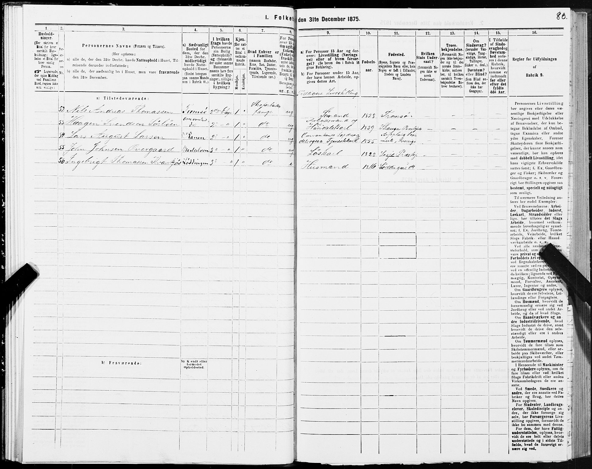 SAT, 1875 census for 1601 Trondheim, 1875, p. 6080