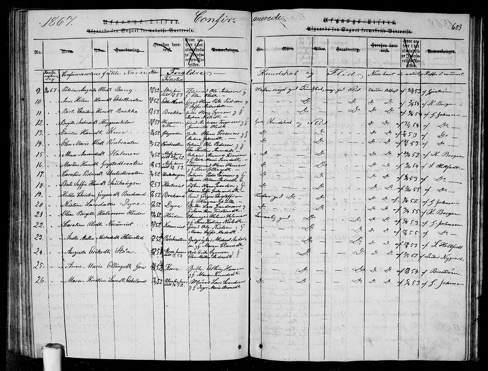 Rygge prestekontor Kirkebøker, AV/SAO-A-10084b/G/Ga/L0001: Parish register (copy) no. 1, 1814-1871, p. 602-603