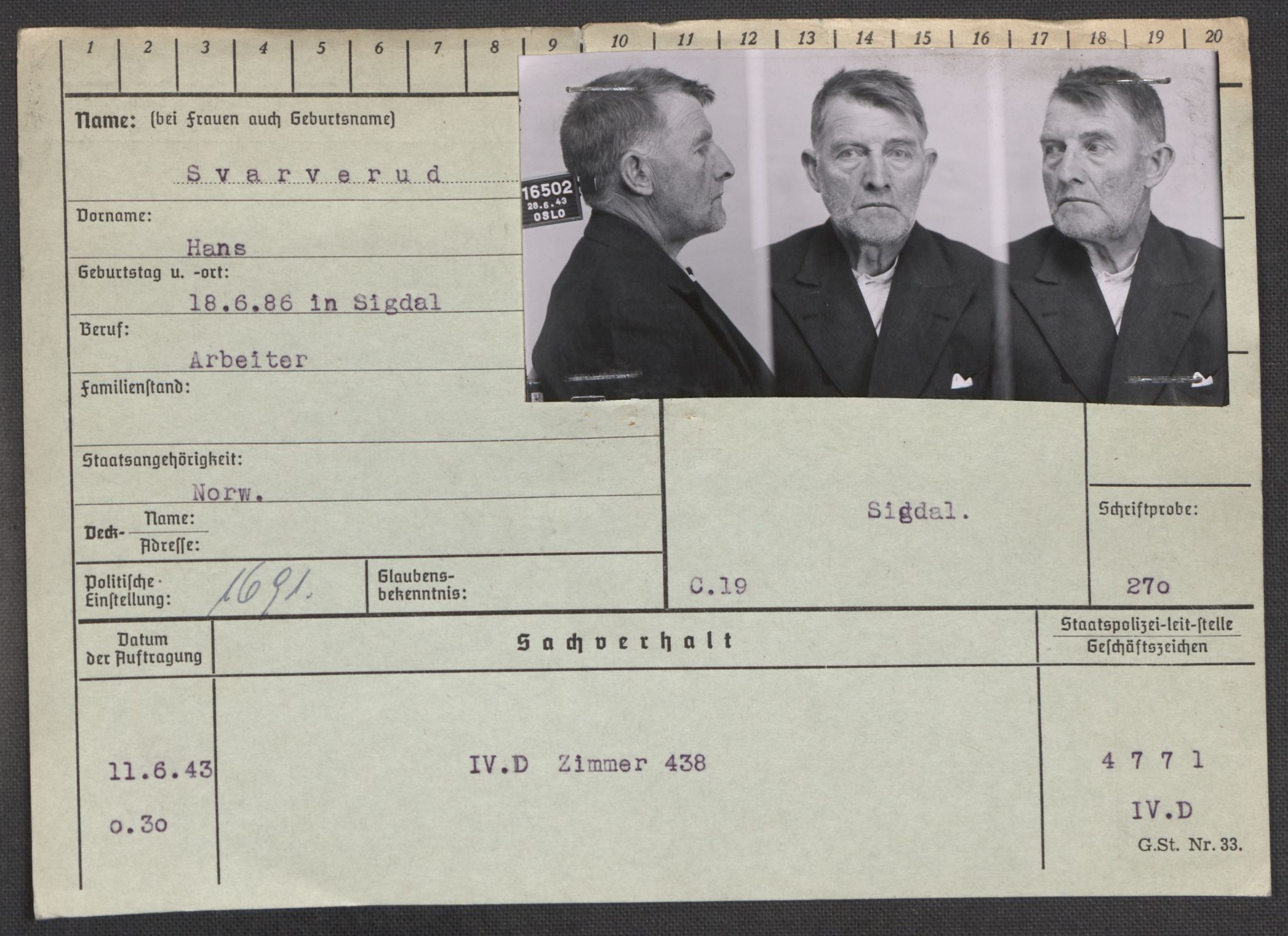 Befehlshaber der Sicherheitspolizei und des SD, AV/RA-RAFA-5969/E/Ea/Eaa/L0009: Register over norske fanger i Møllergata 19: Ru-Sy, 1940-1945, p. 1486