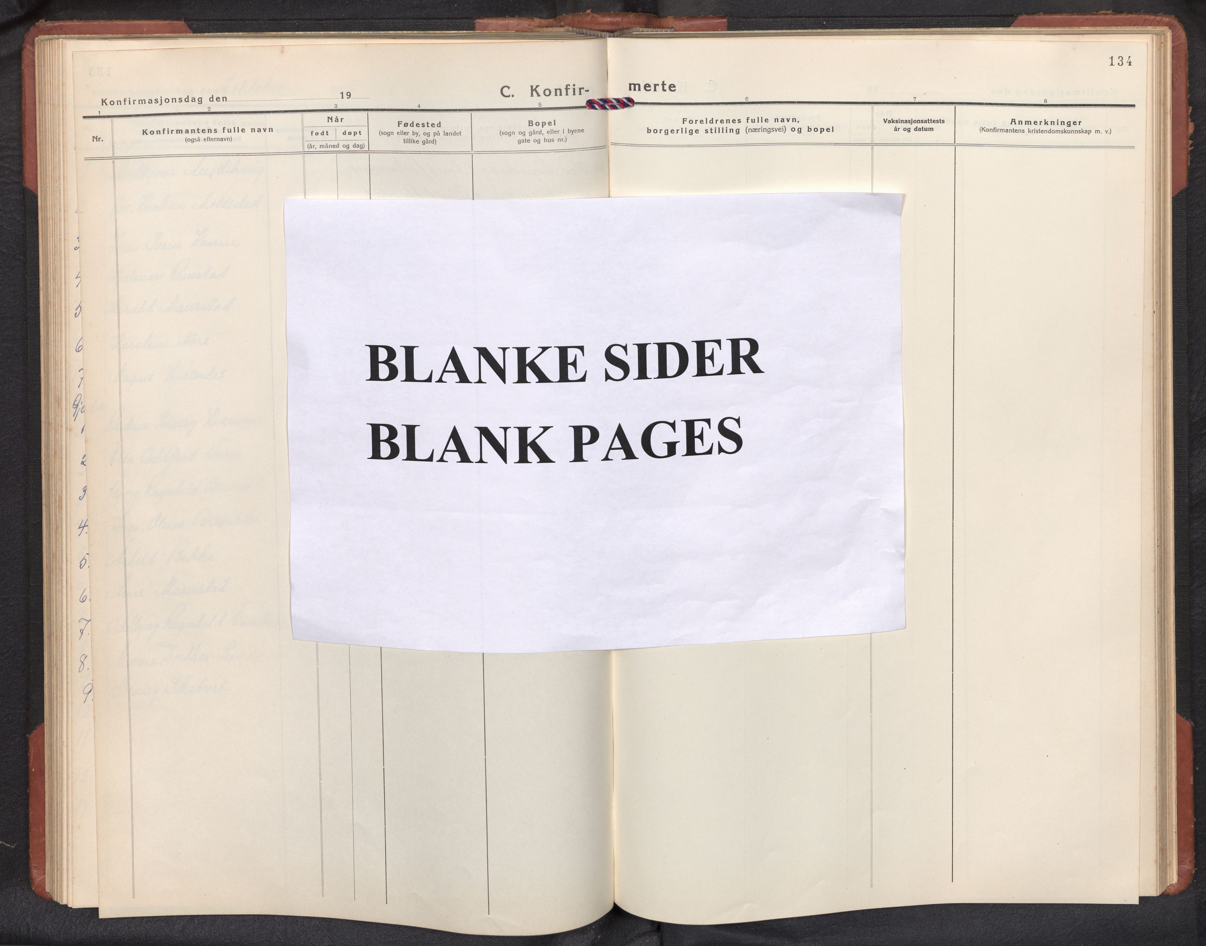 Davik sokneprestembete, AV/SAB-A-79701/H/Hab/Habc/L0004: Parish register (copy) no. C 4, 1930-1952, p. 133b-134a