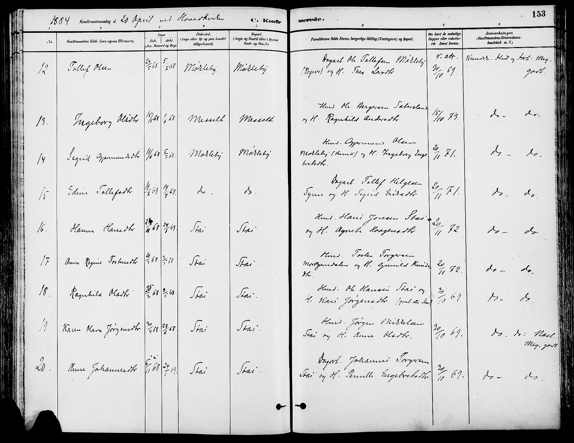 Stor-Elvdal prestekontor, AV/SAH-PREST-052/H/Ha/Haa/L0002: Parish register (official) no. 2, 1882-1907, p. 153