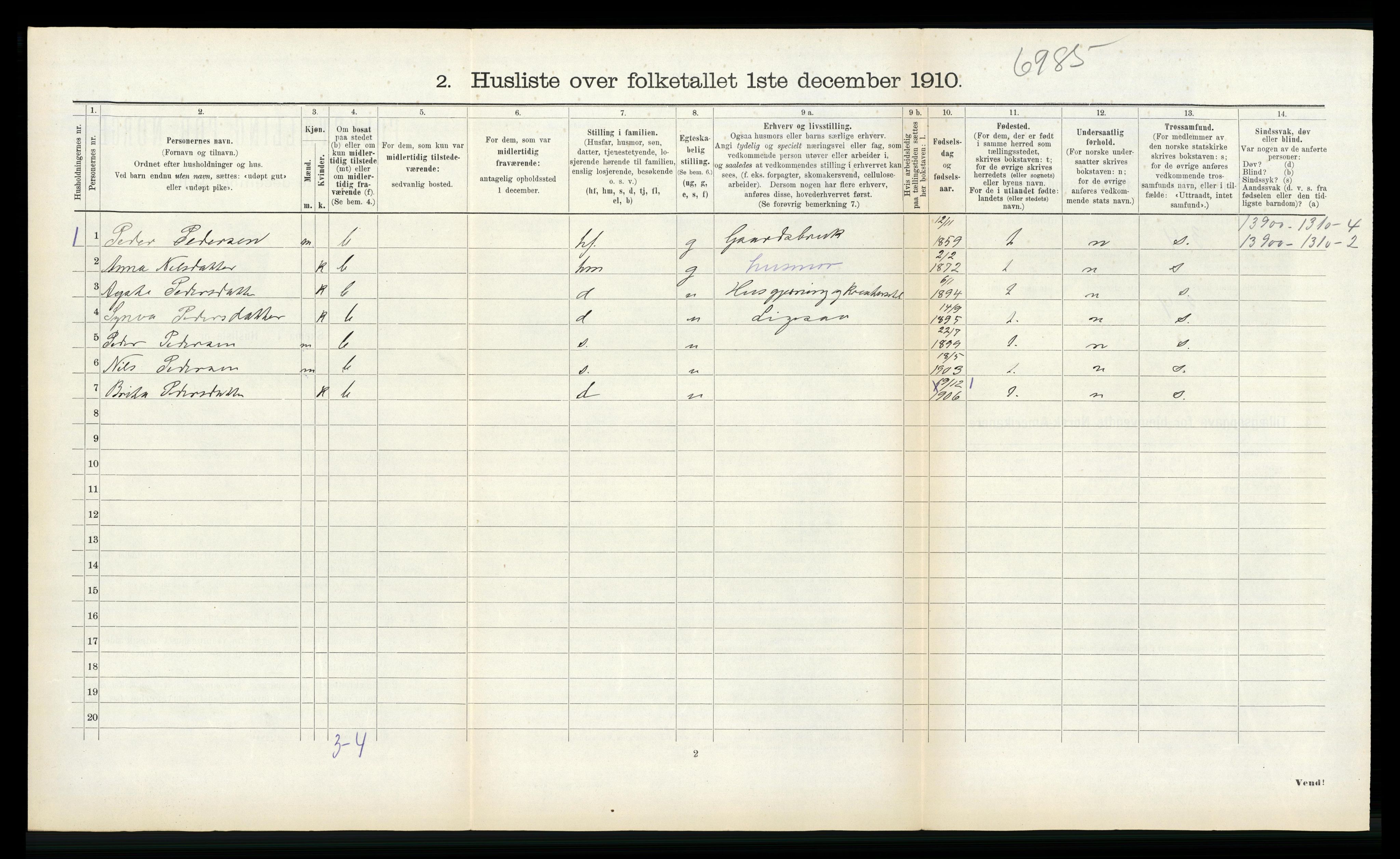 RA, 1910 census for Vik, 1910, p. 340