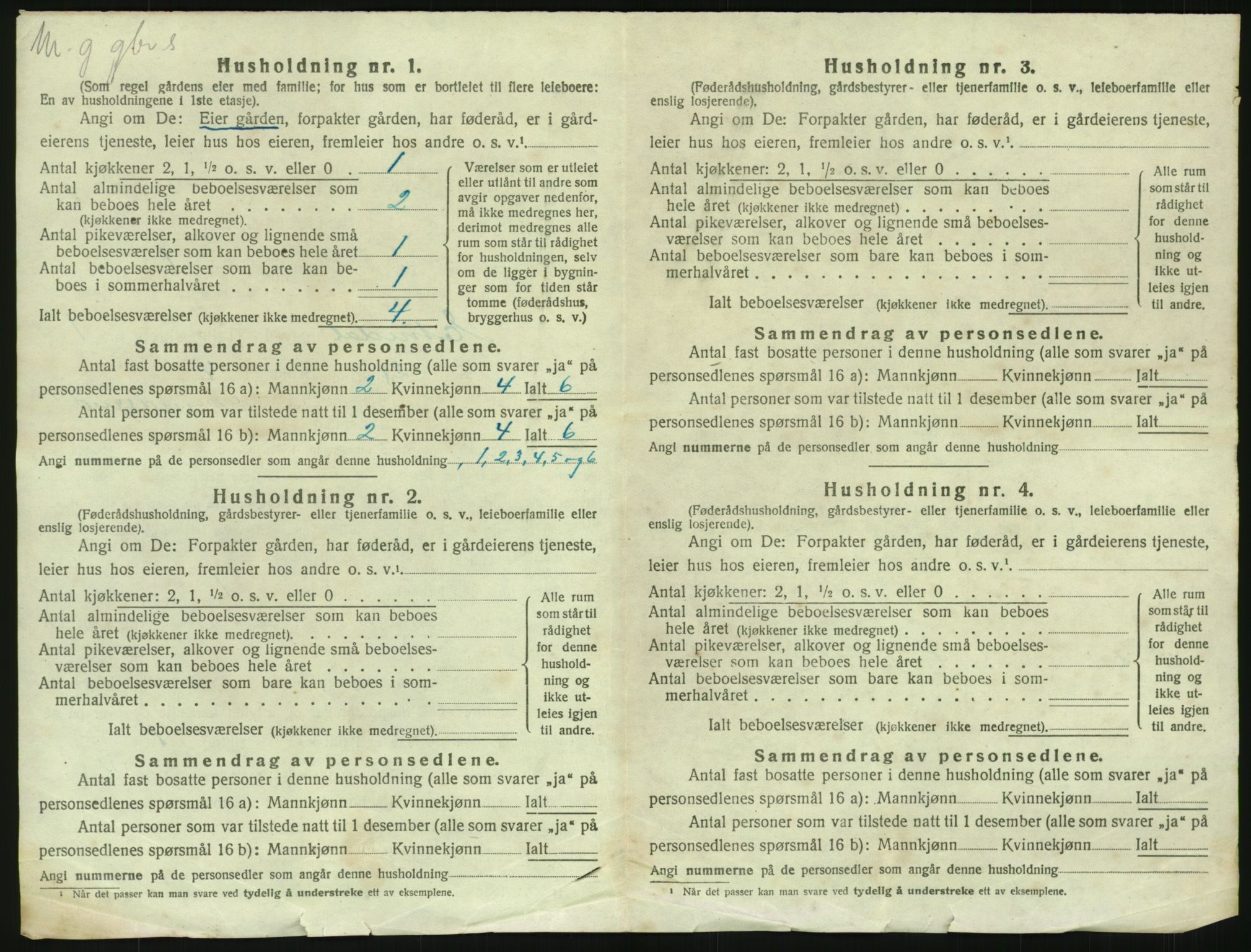 SAH, 1920 census for Etnedal, 1920, p. 45