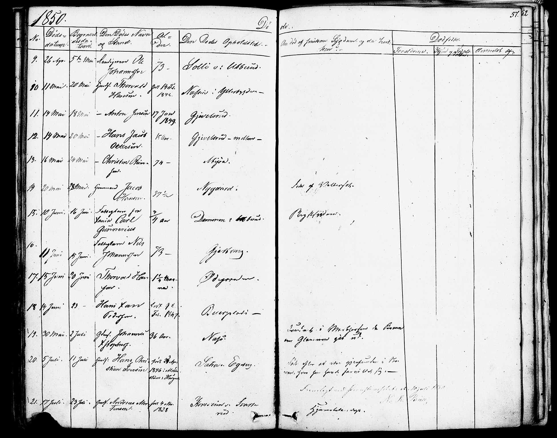 Enebakk prestekontor Kirkebøker, AV/SAO-A-10171c/F/Fa/L0013: Parish register (official) no. I 13, 1832-1882, p. 57