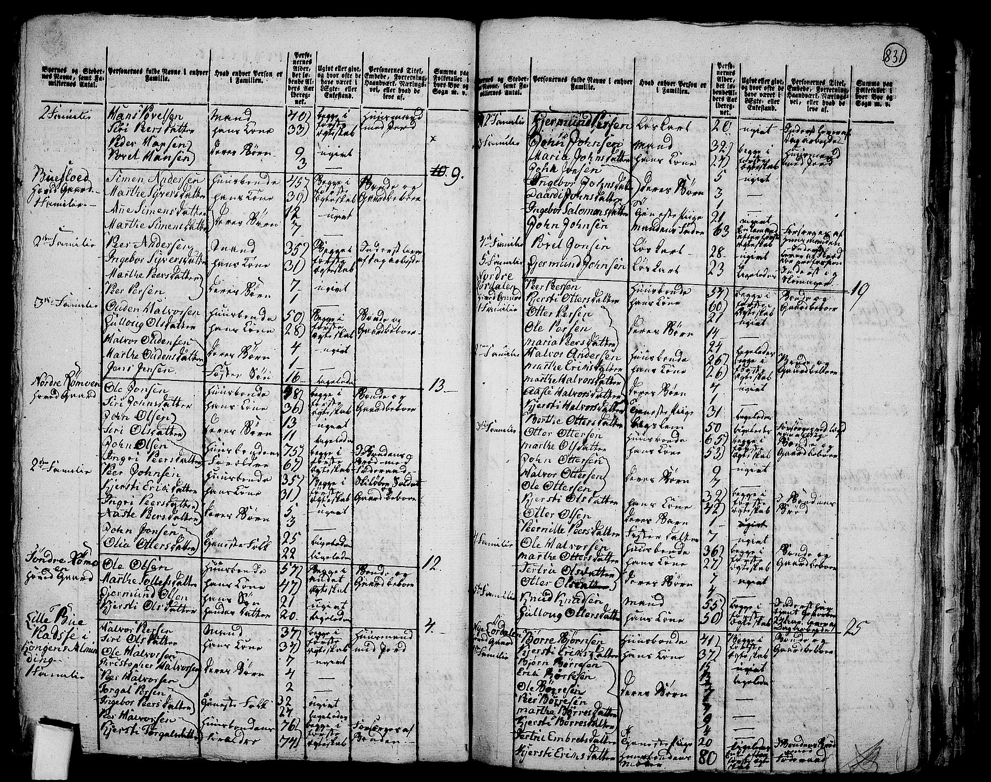 RA, 1801 census for 0428P Trysil, 1801, p. 830b-831a