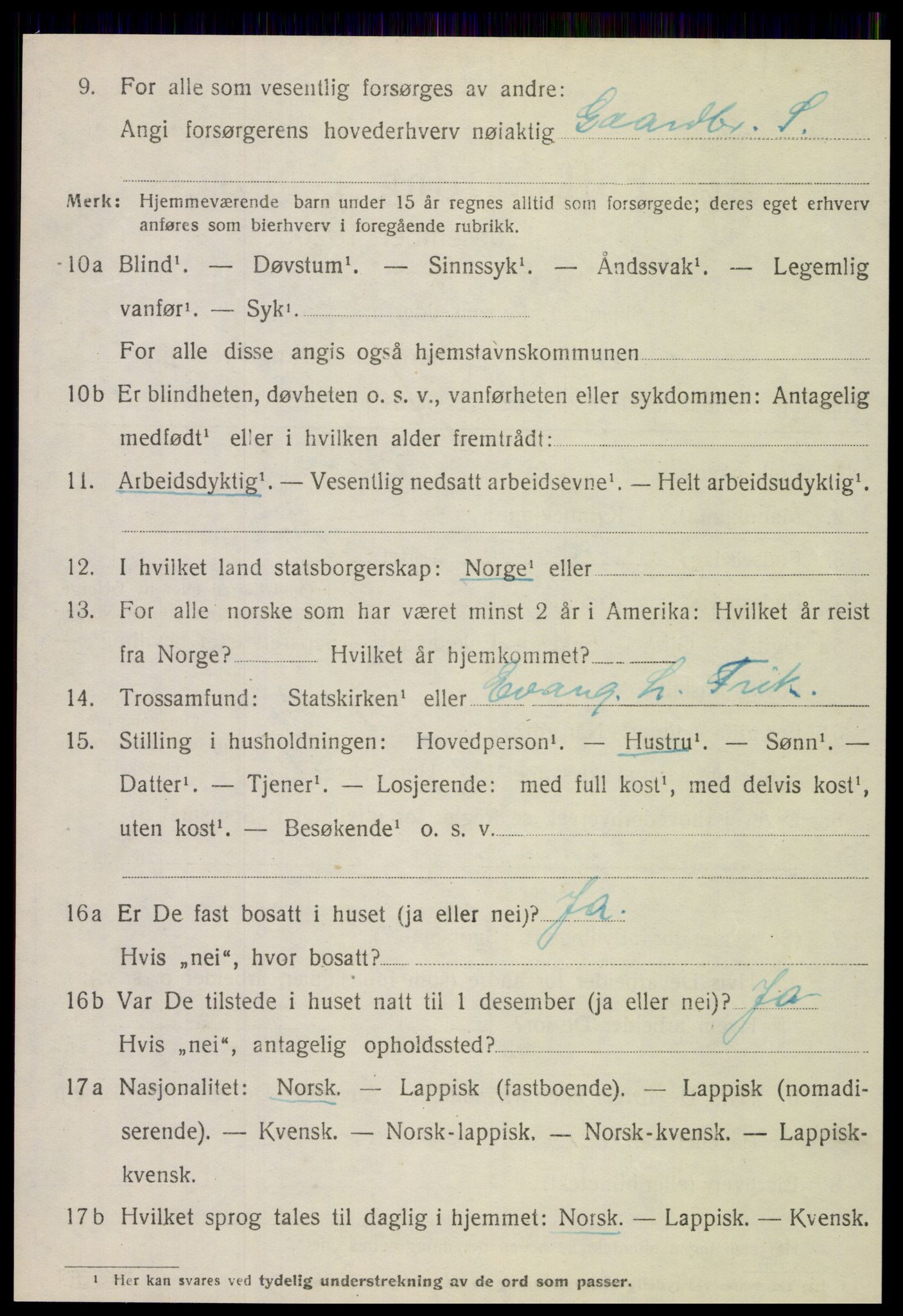 SAT, 1920 census for Meløy, 1920, p. 4426