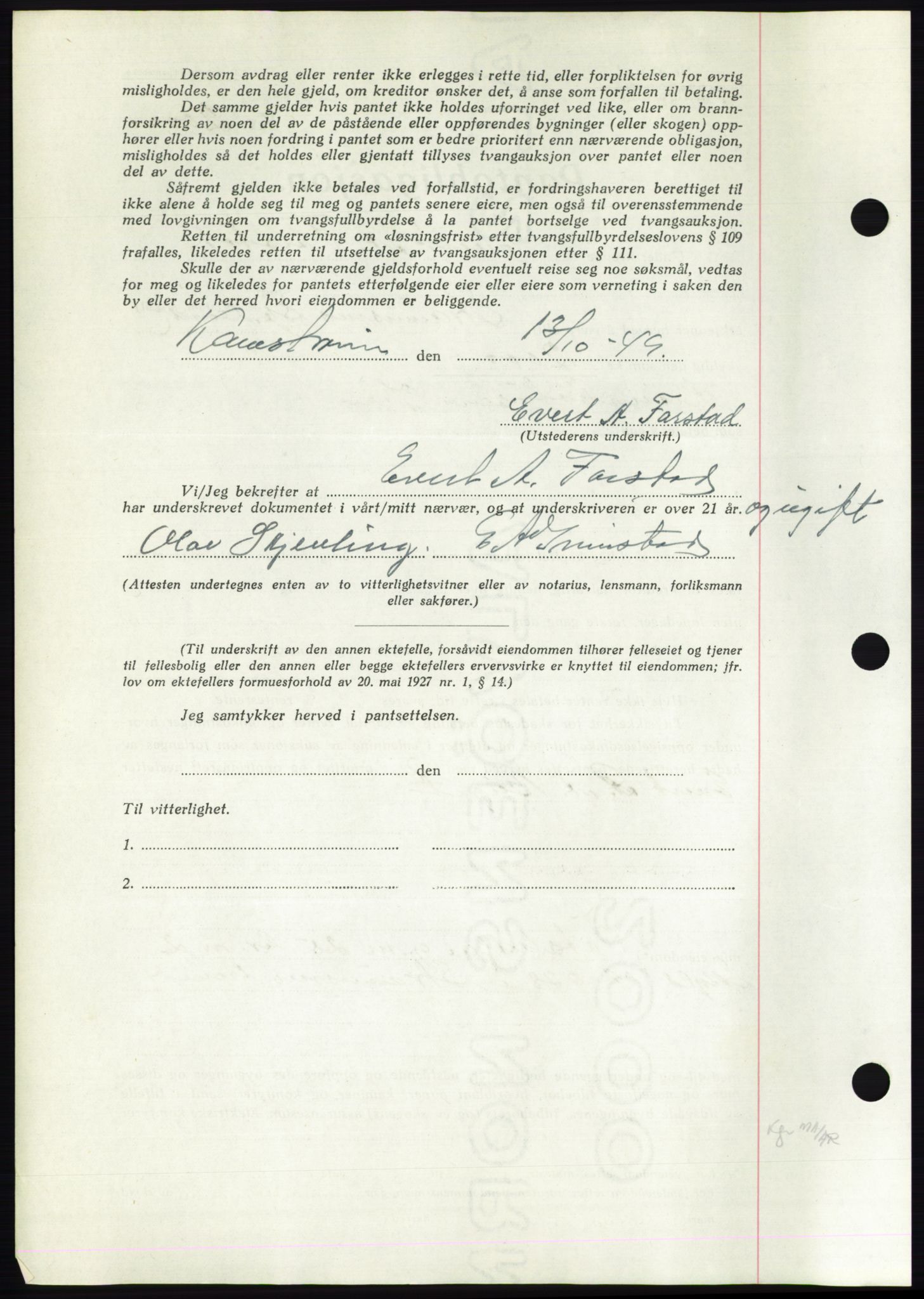 Nordmøre sorenskriveri, AV/SAT-A-4132/1/2/2Ca: Mortgage book no. B102, 1949-1949, Diary no: : 3030/1949