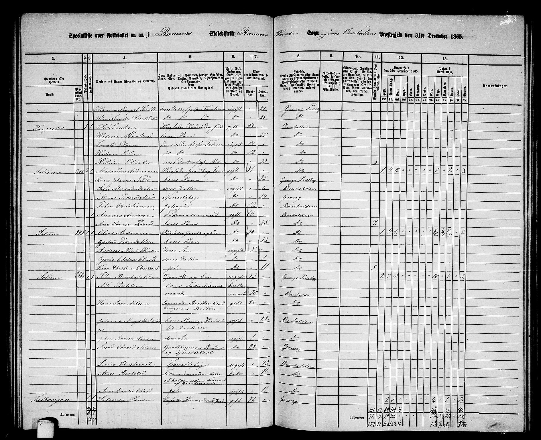 RA, 1865 census for Overhalla, 1865, p. 24