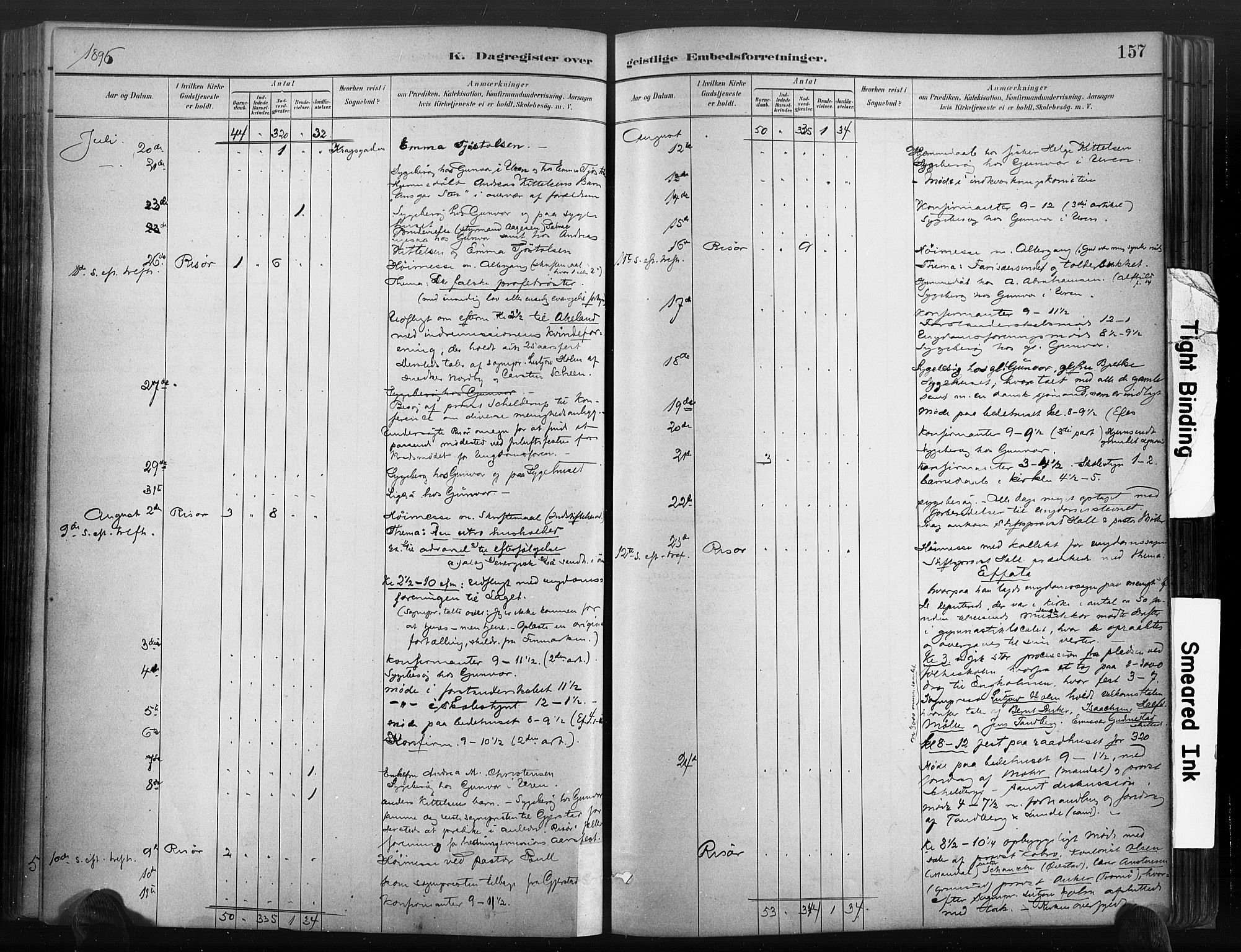 Risør sokneprestkontor, AV/SAK-1111-0035/F/Fa/L0006: Parish register (official) no. A 6, 1883-1908, p. 157