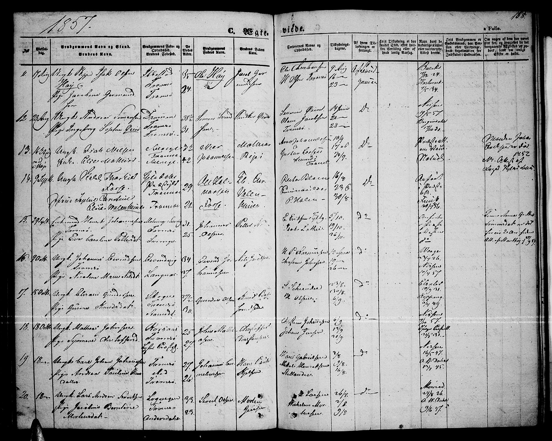 Tromsø sokneprestkontor/stiftsprosti/domprosti, AV/SATØ-S-1343/G/Gb/L0006klokker: Parish register (copy) no. 6, 1857-1866, p. 168