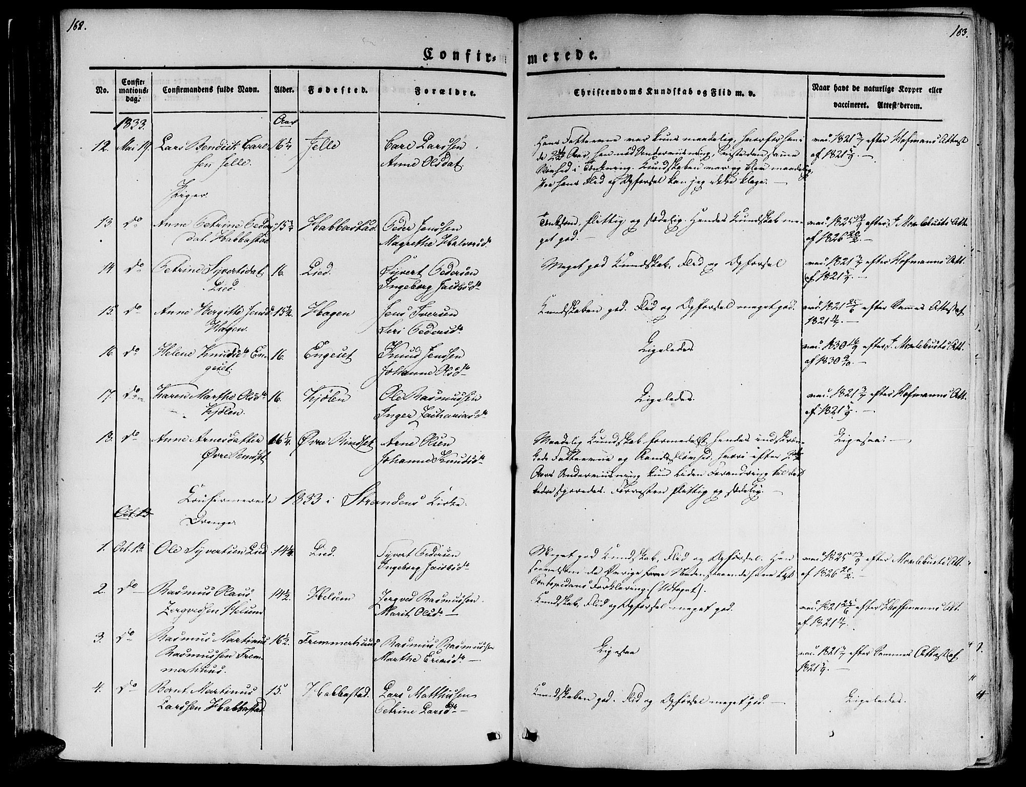 Ministerialprotokoller, klokkerbøker og fødselsregistre - Møre og Romsdal, AV/SAT-A-1454/520/L0274: Parish register (official) no. 520A04, 1827-1864, p. 162-163