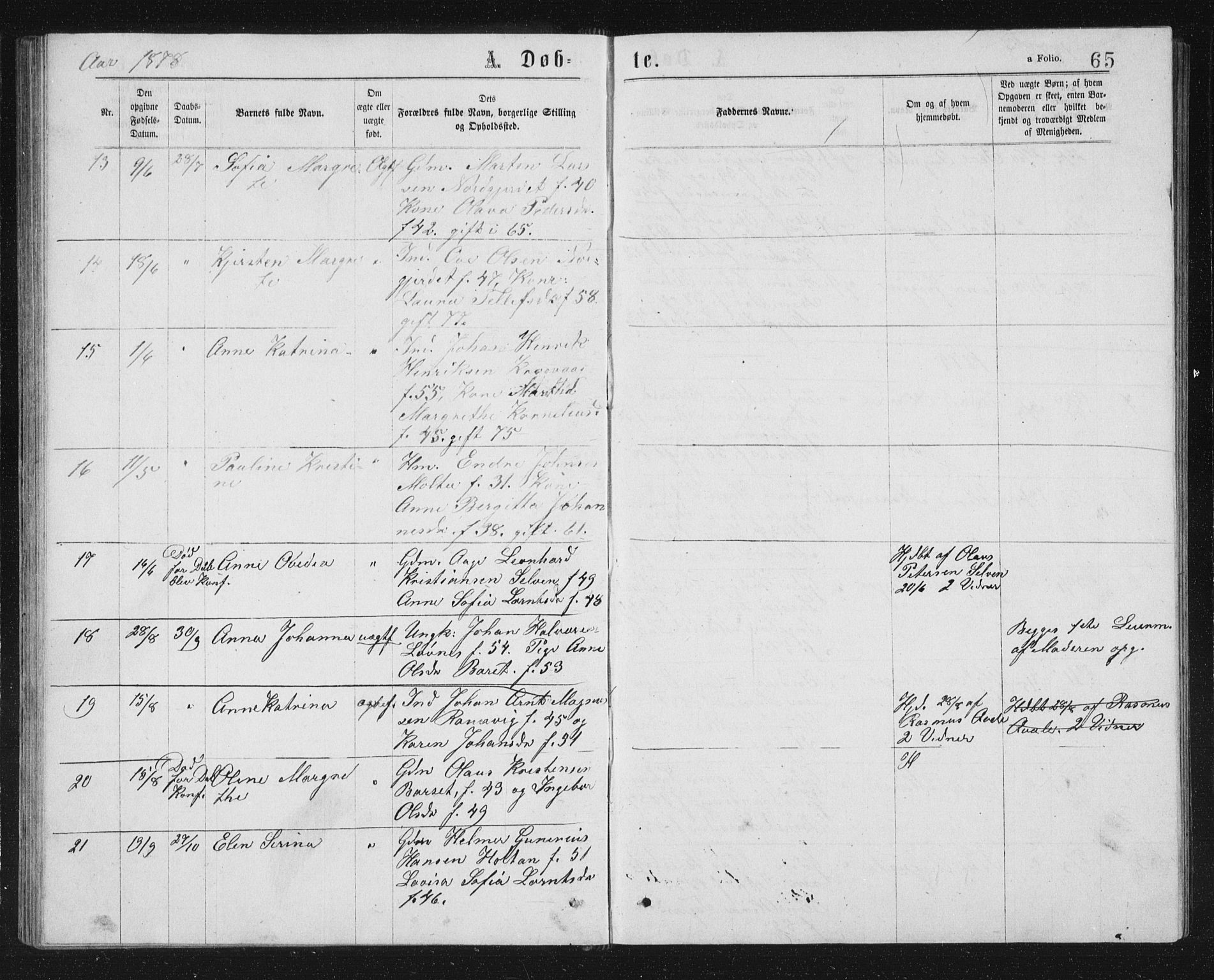 Ministerialprotokoller, klokkerbøker og fødselsregistre - Sør-Trøndelag, SAT/A-1456/662/L0756: Parish register (copy) no. 662C01, 1869-1891, p. 65