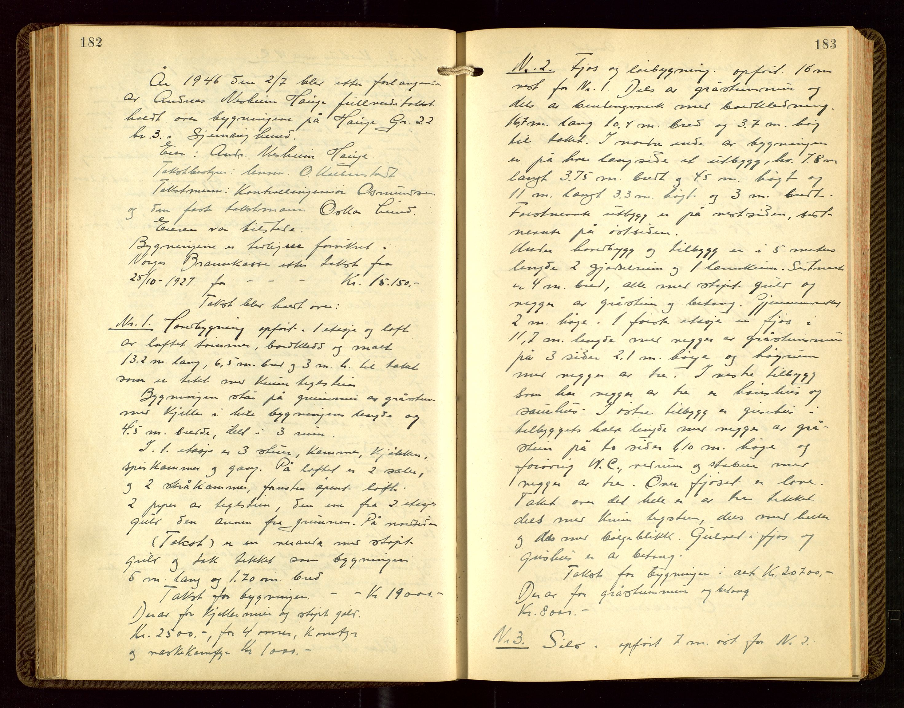 Nedstrand lensmannskontor, SAST/A-100236/Goa/L0002: "Brandtakstprotokoll for lensmannen i Nedstrand", 1922-1955, p. 182-183