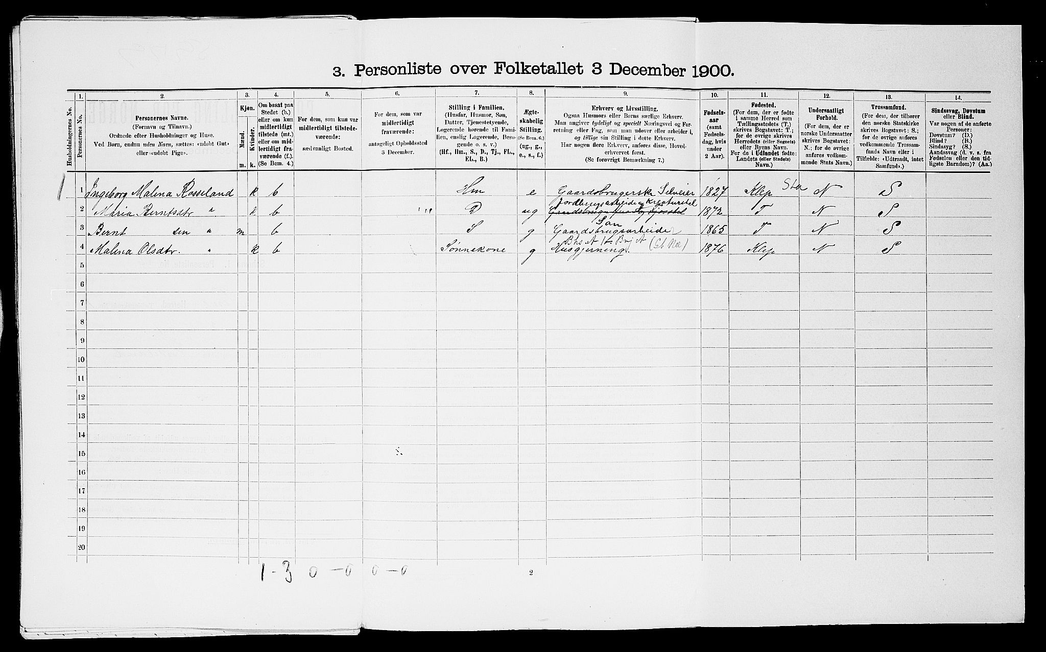 SAST, 1900 census for Time, 1900, p. 89