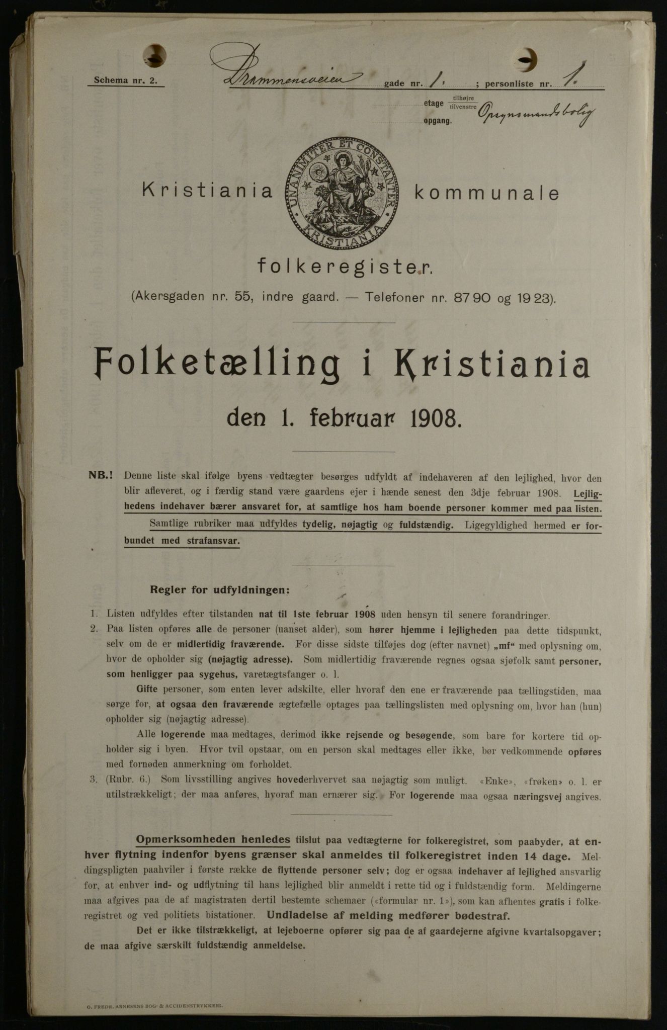 OBA, Municipal Census 1908 for Kristiania, 1908, p. 15089