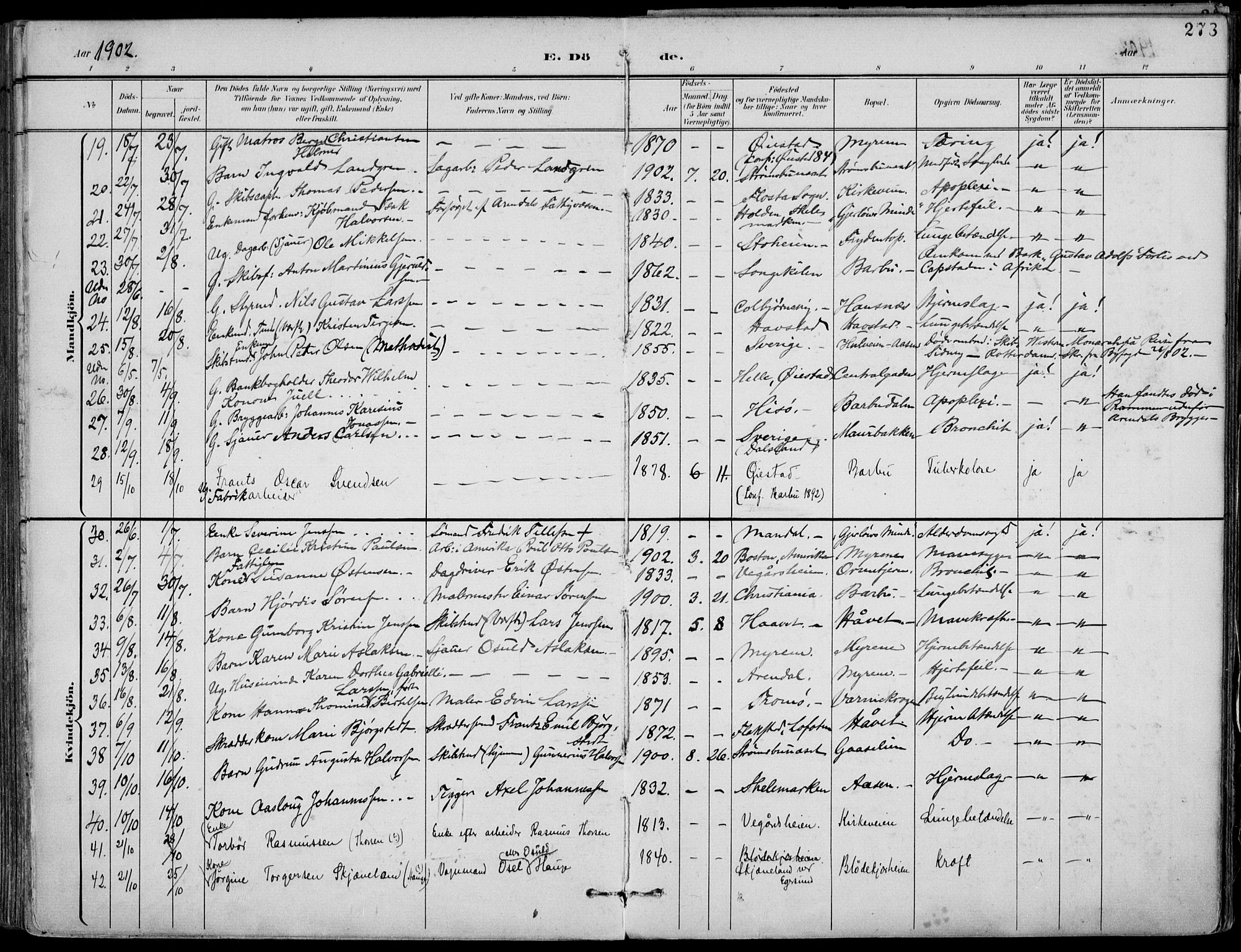 Barbu sokneprestkontor, AV/SAK-1111-0003/F/Fa/L0005: Parish register (official) no. A 5, 1899-1909, p. 278