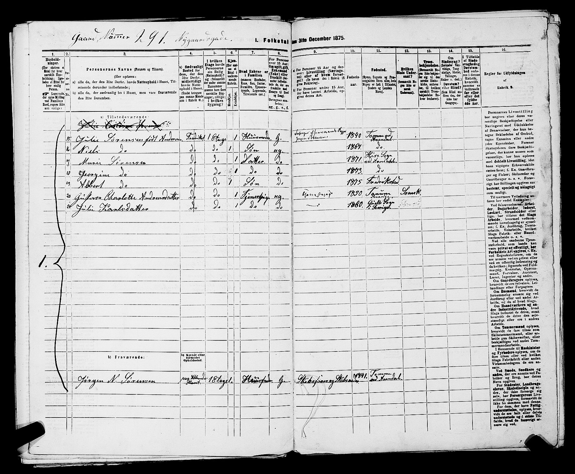 RA, 1875 census for 0103B Fredrikstad/Fredrikstad, 1875, p. 982