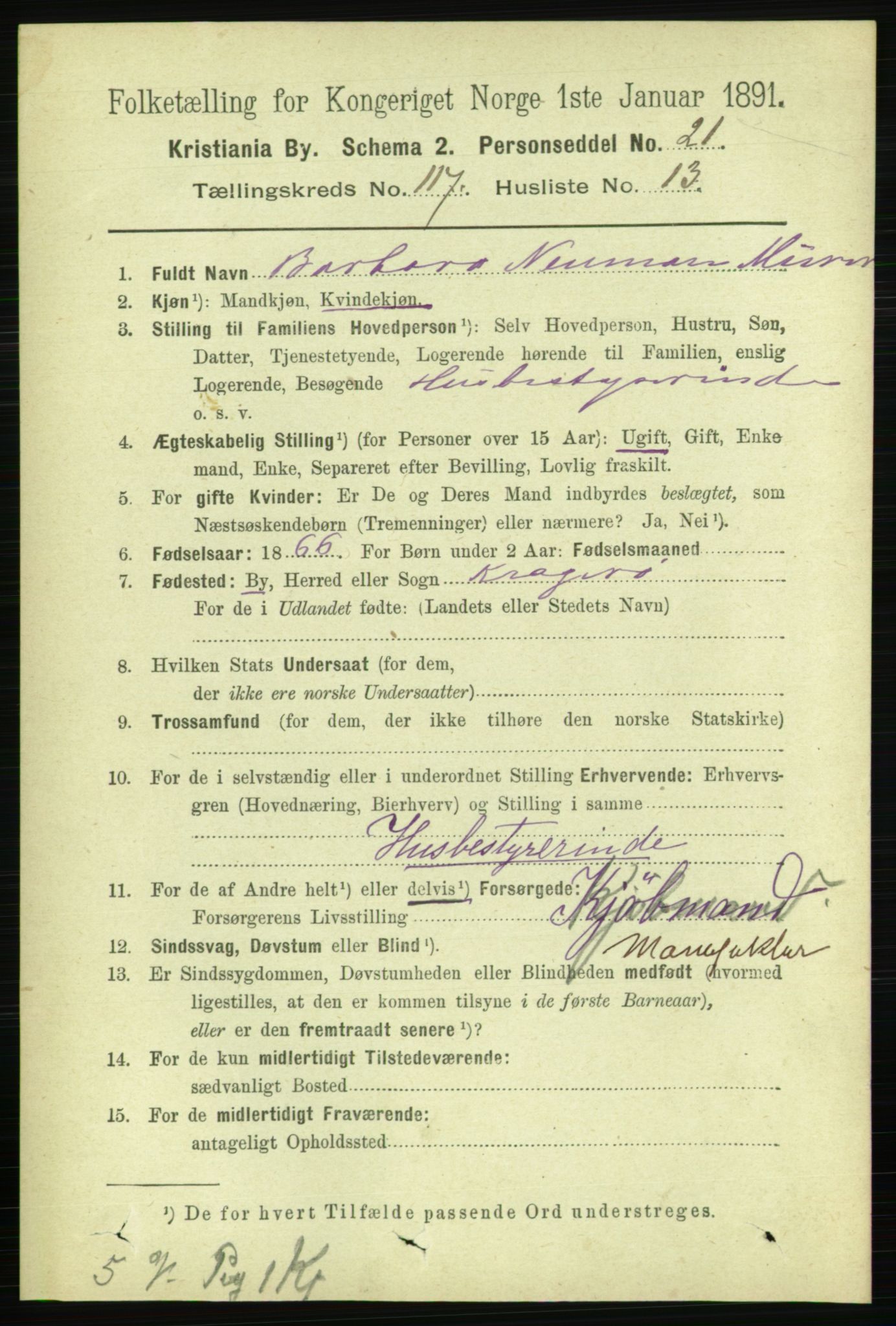 RA, 1891 census for 0301 Kristiania, 1891, p. 63232