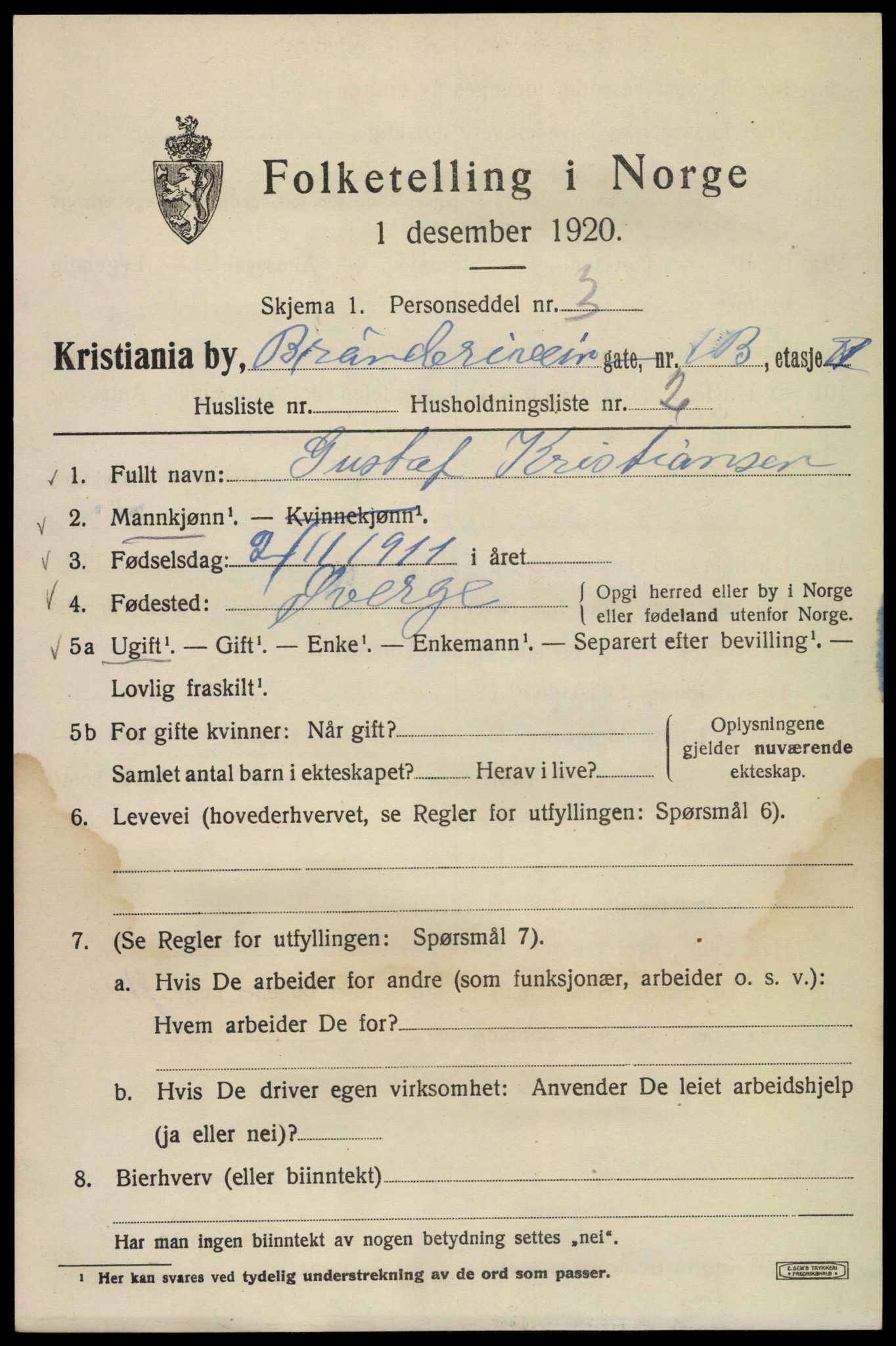 SAO, 1920 census for Kristiania, 1920, p. 175757