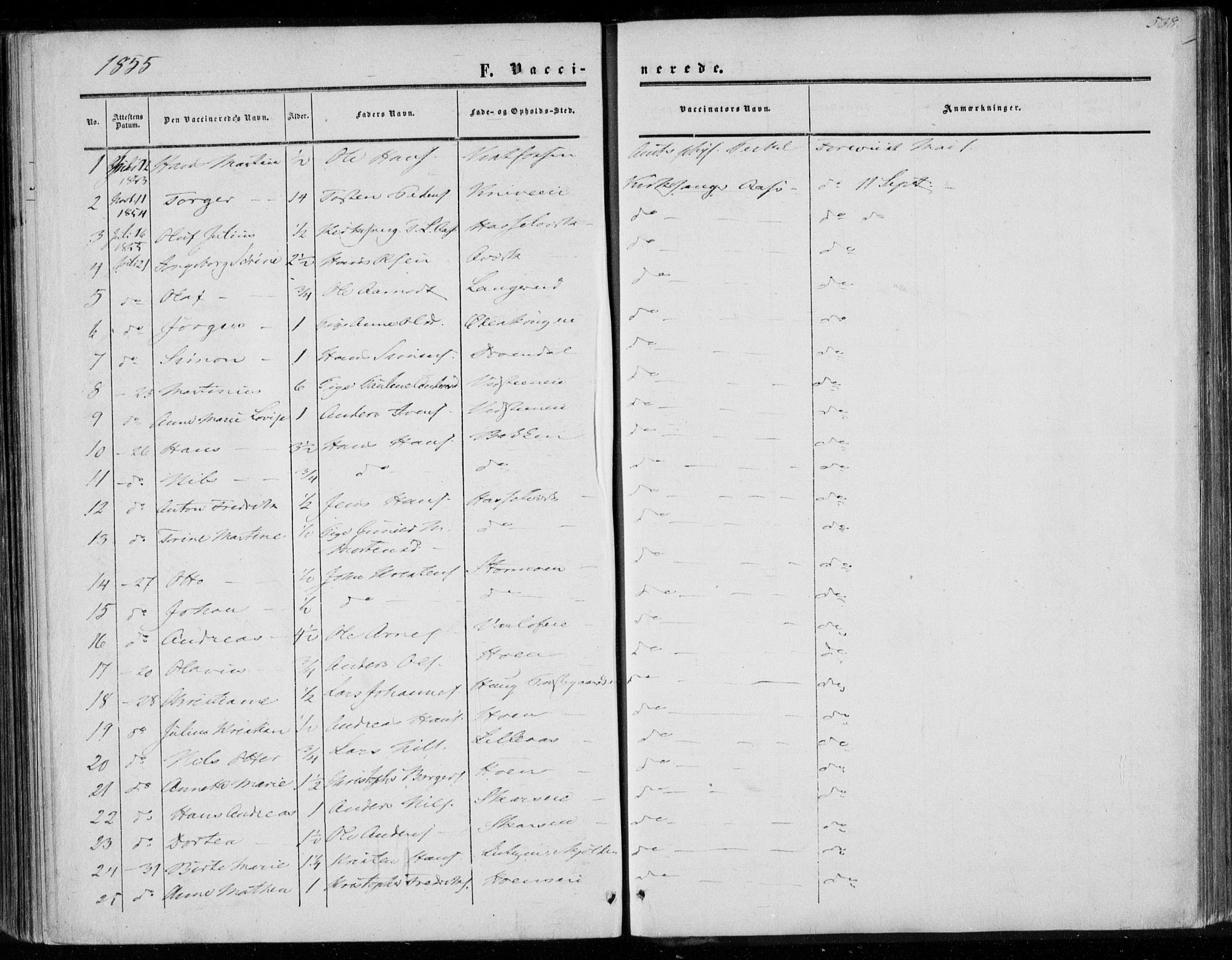 Eiker kirkebøker, AV/SAKO-A-4/F/Fa/L0015b: Parish register (official) no. I 15B, 1854-1860, p. 538