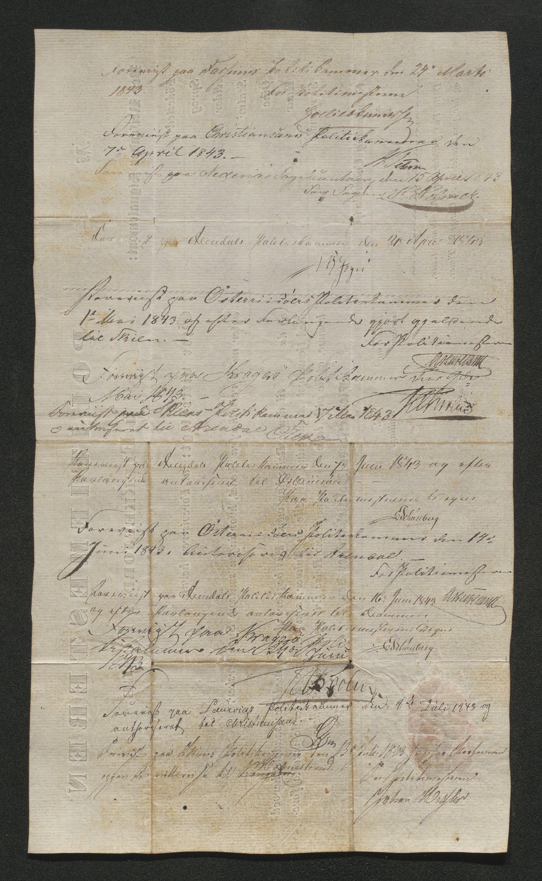 Drammen politikammer, AV/SAKO-A-623/I/Ia/Iab/L0007: Innleverte pass, 1843-1844, p. 187