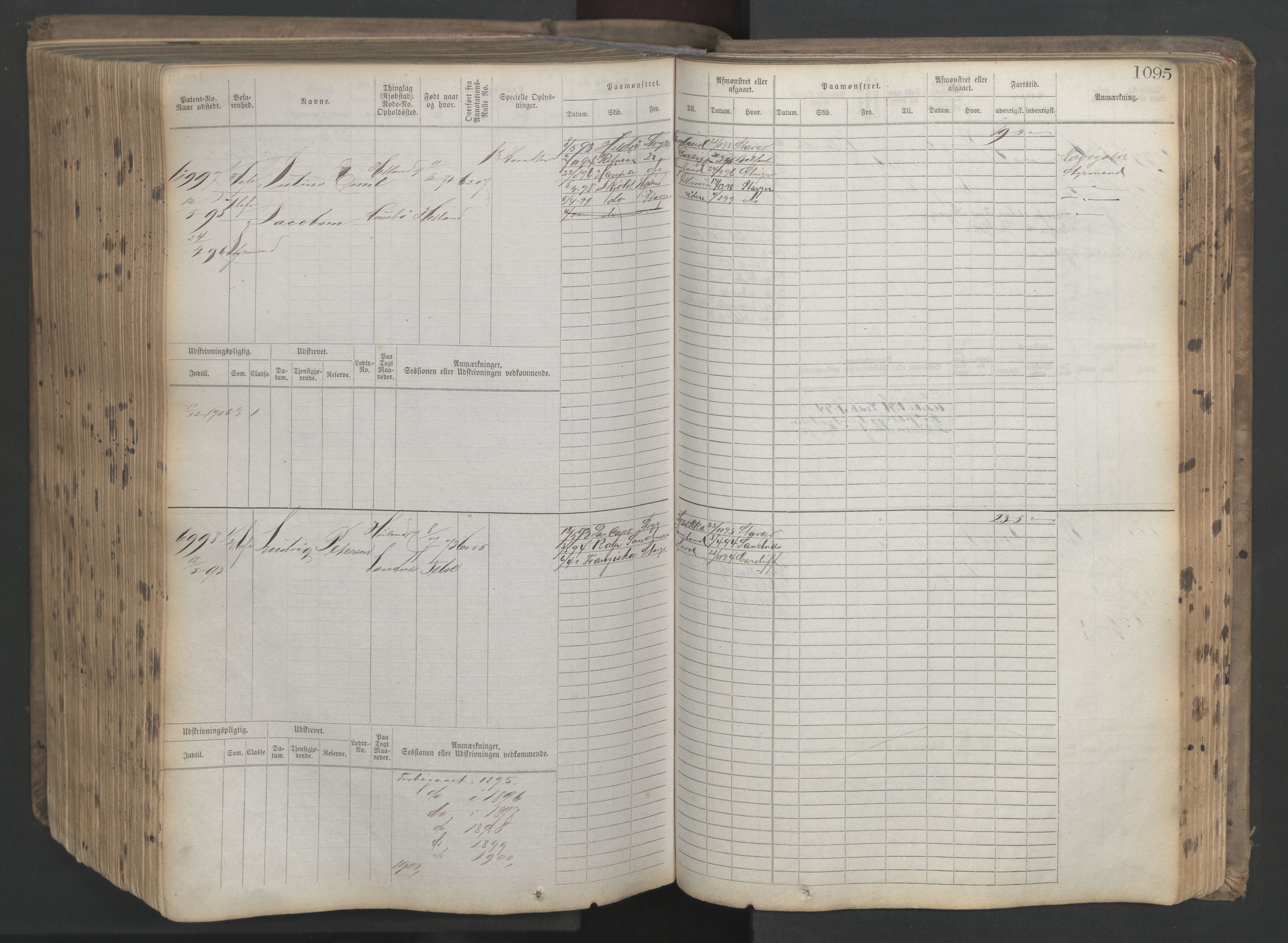 Stavanger sjømannskontor, AV/SAST-A-102006/F/Fb/Fbb/L0021: Sjøfartshovedrulle patnentnr. 6005-7204 (dublett), 1887, p. 501