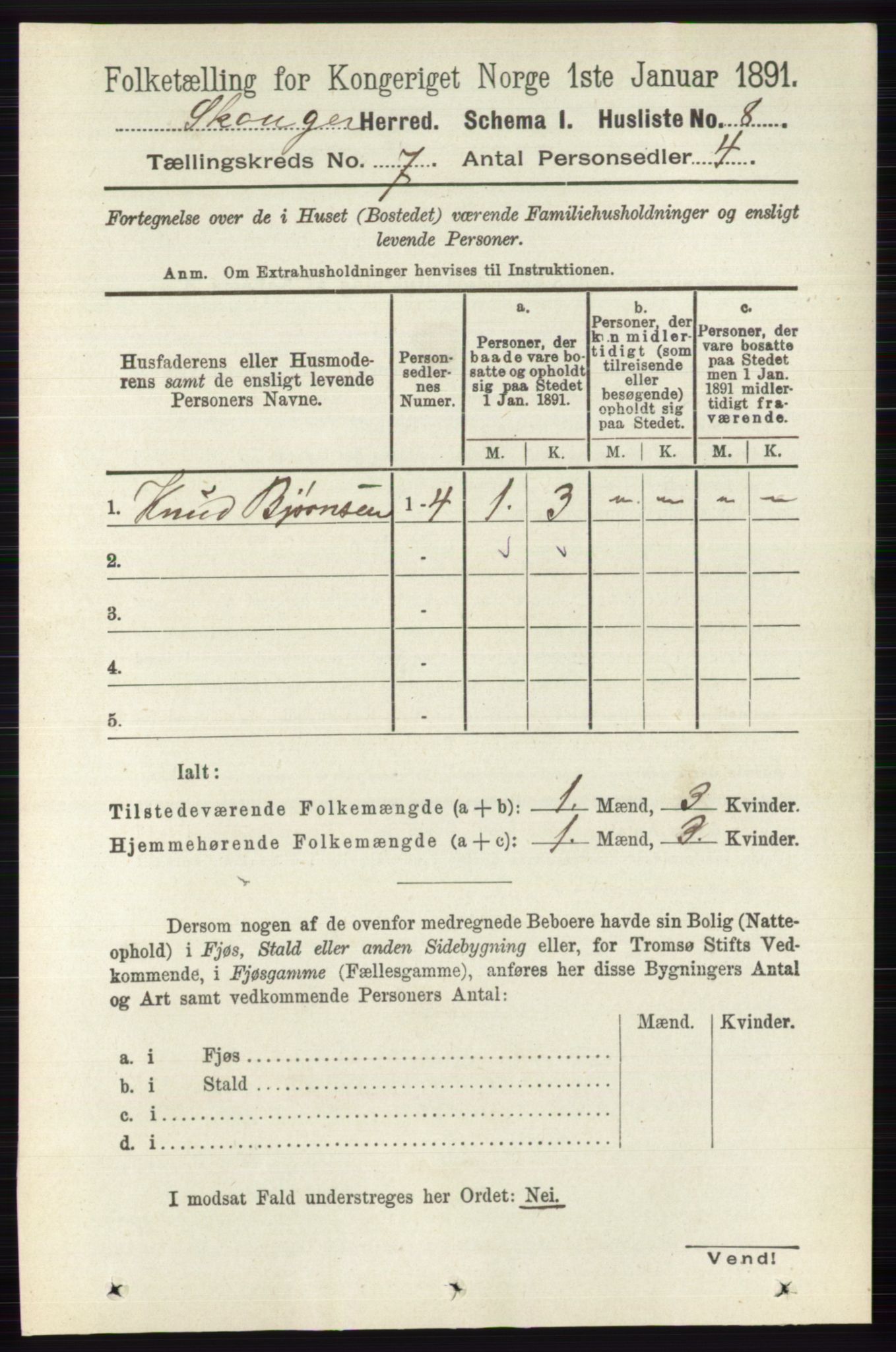 RA, 1891 census for 0712 Skoger, 1891, p. 3748