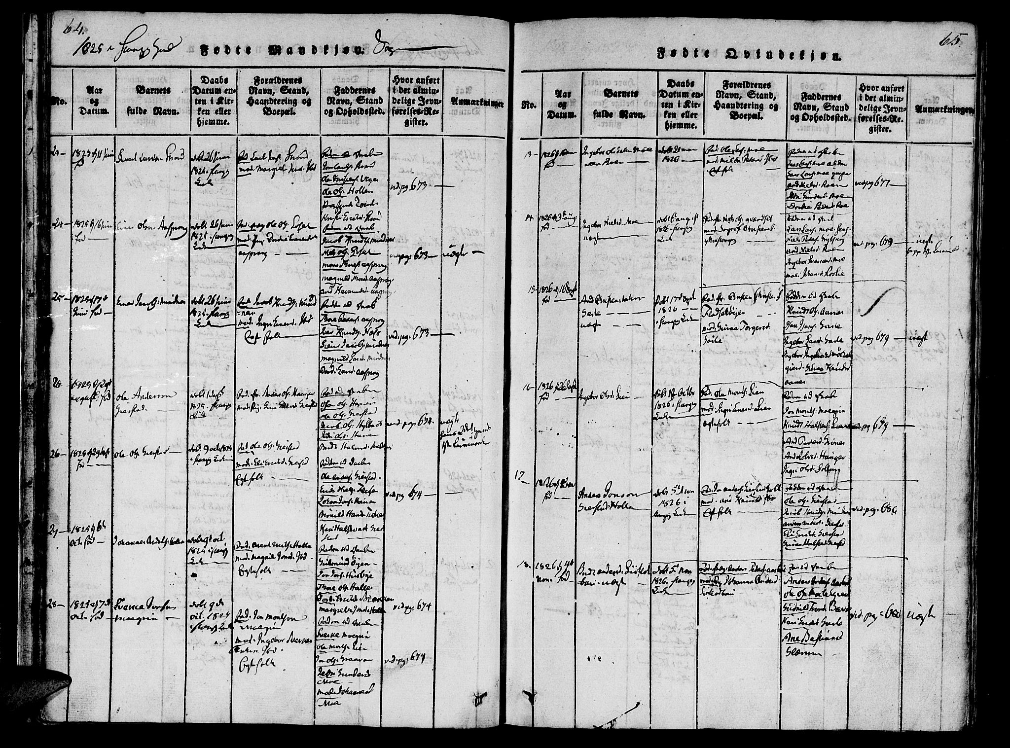 Ministerialprotokoller, klokkerbøker og fødselsregistre - Møre og Romsdal, SAT/A-1454/592/L1023: Parish register (official) no. 592A02, 1820-1830, p. 64-65