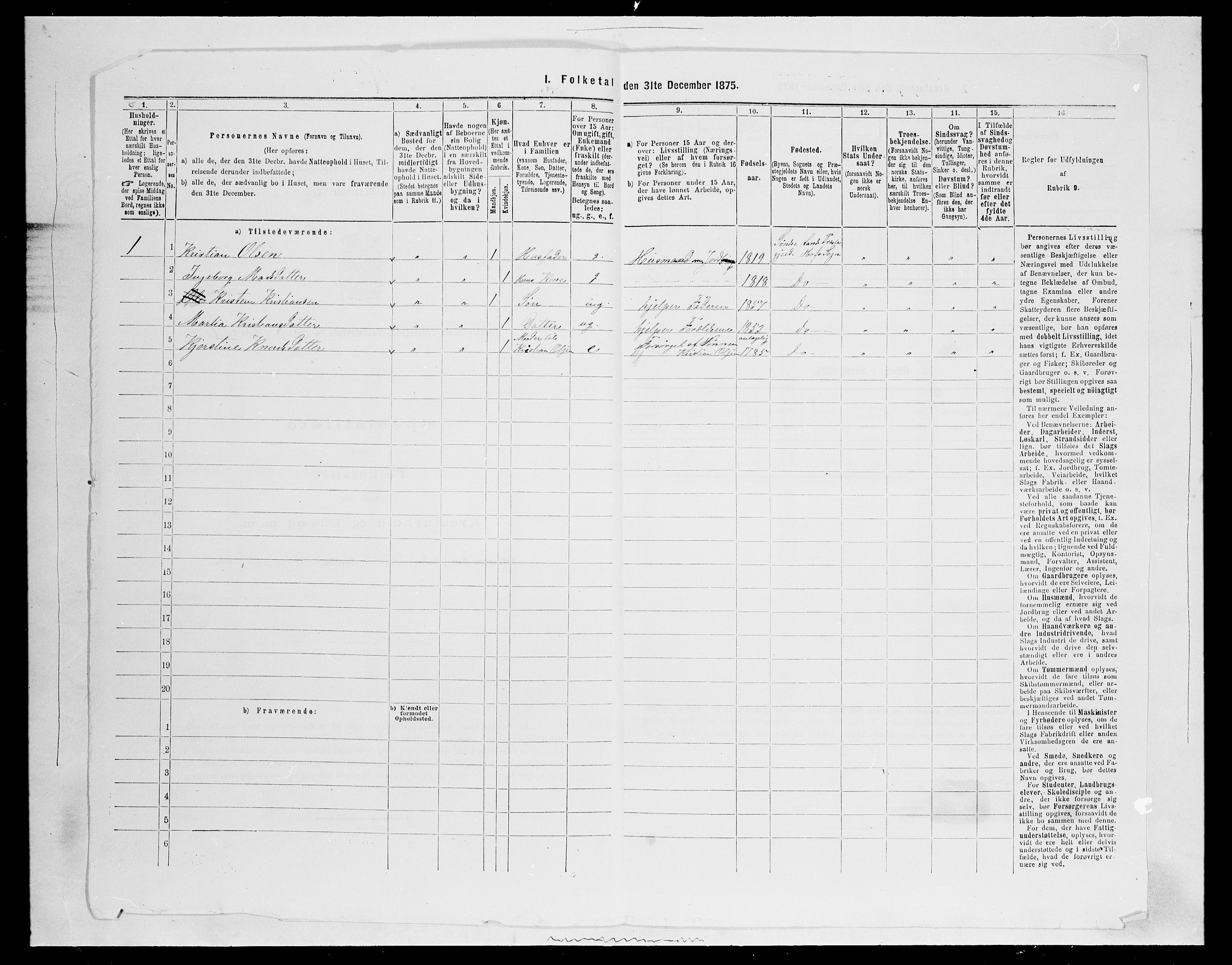 SAH, 1875 census for 0536P Søndre Land, 1875, p. 1200