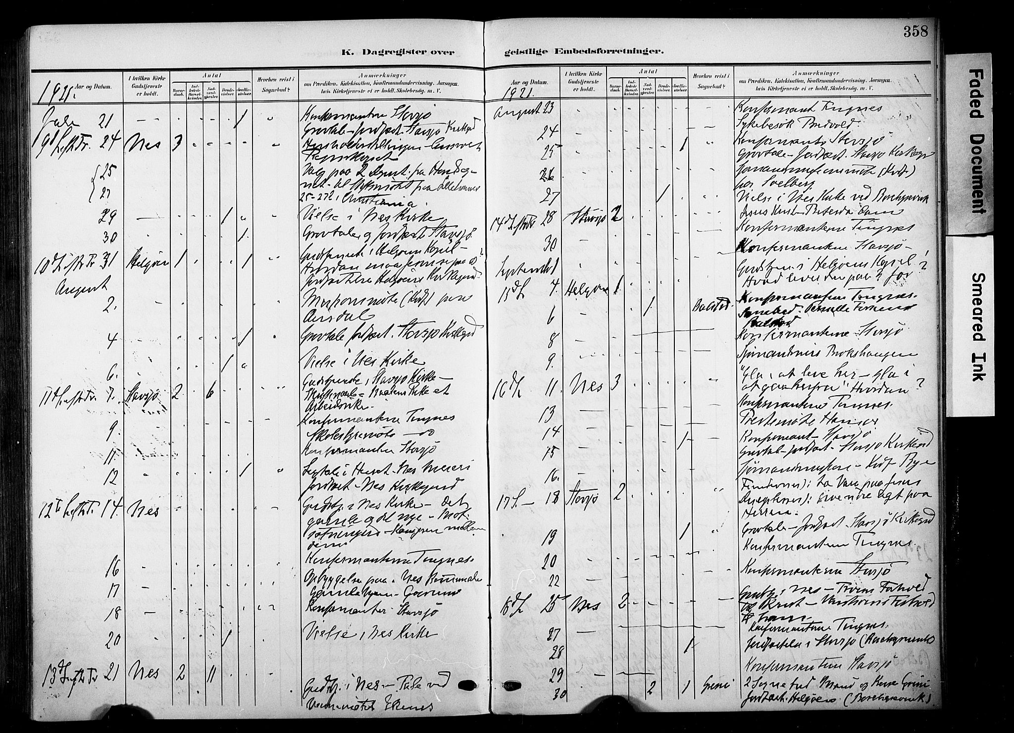 Nes prestekontor, Hedmark, SAH/PREST-020/K/Ka/L0014: Parish register (official) no. 14, 1906-1929, p. 358