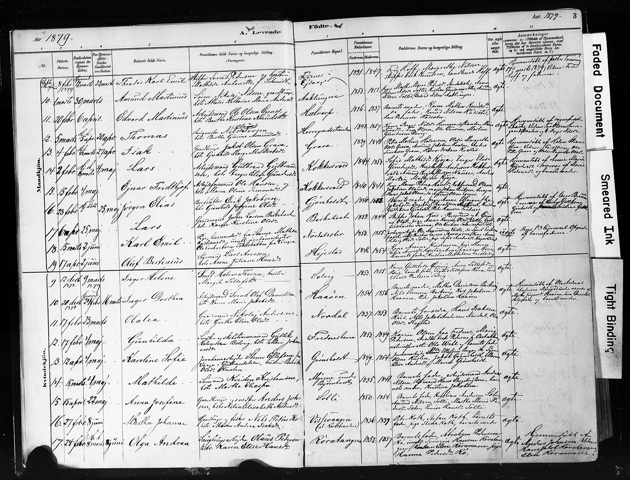 Eidanger kirkebøker, AV/SAKO-A-261/F/Fa/L0012: Parish register (official) no. 12, 1879-1900, p. 3