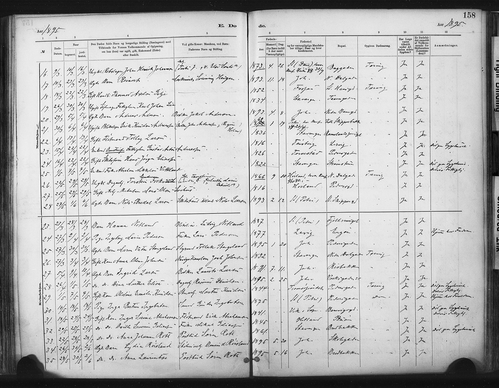 St. Johannes sokneprestkontor, AV/SAST-A-101814/001/30/30BA/L0003: Parish register (official) no. A 3, 1885-1910, p. 158