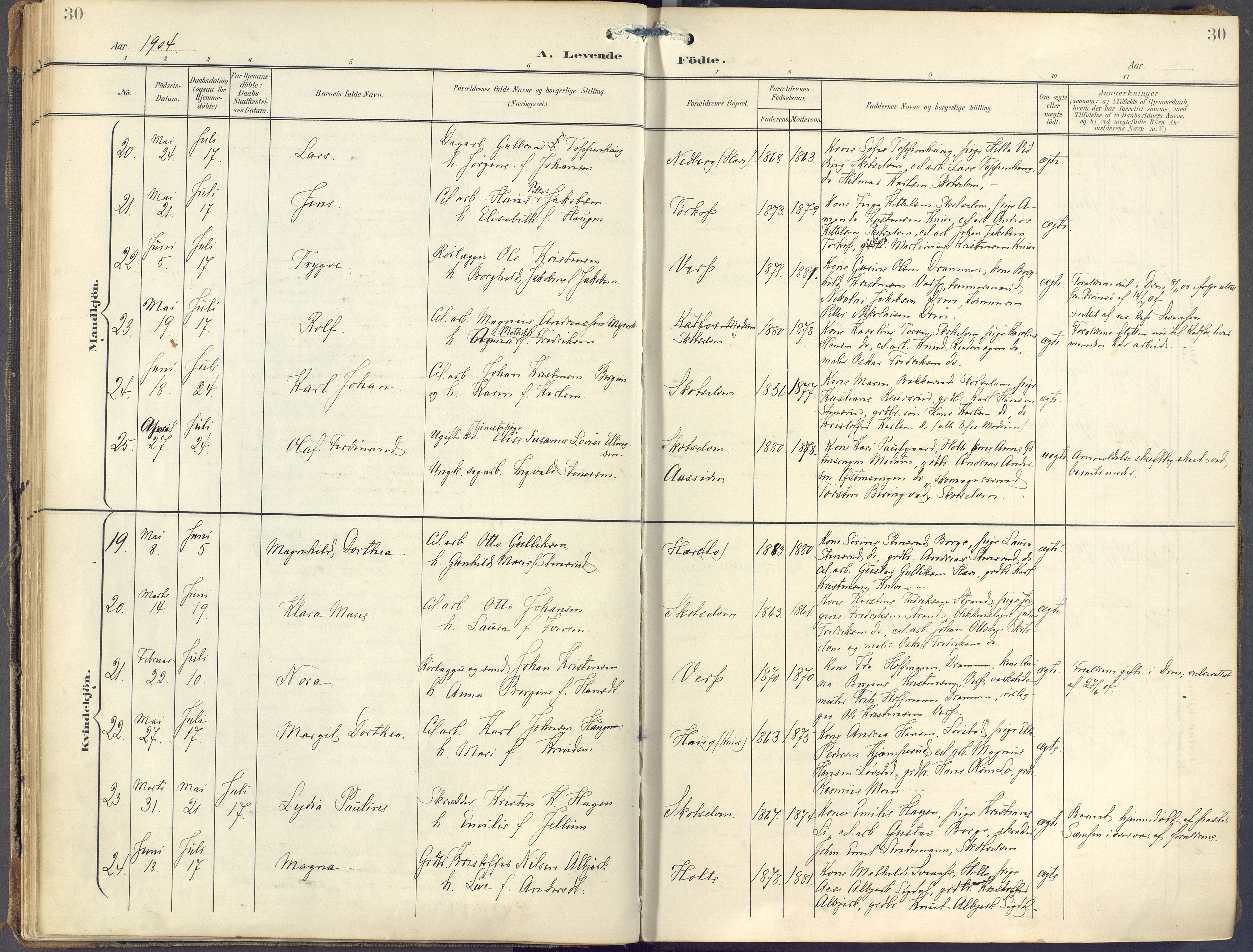 Eiker kirkebøker, AV/SAKO-A-4/F/Fc/L0004: Parish register (official) no. III 4, 1900-1919, p. 30