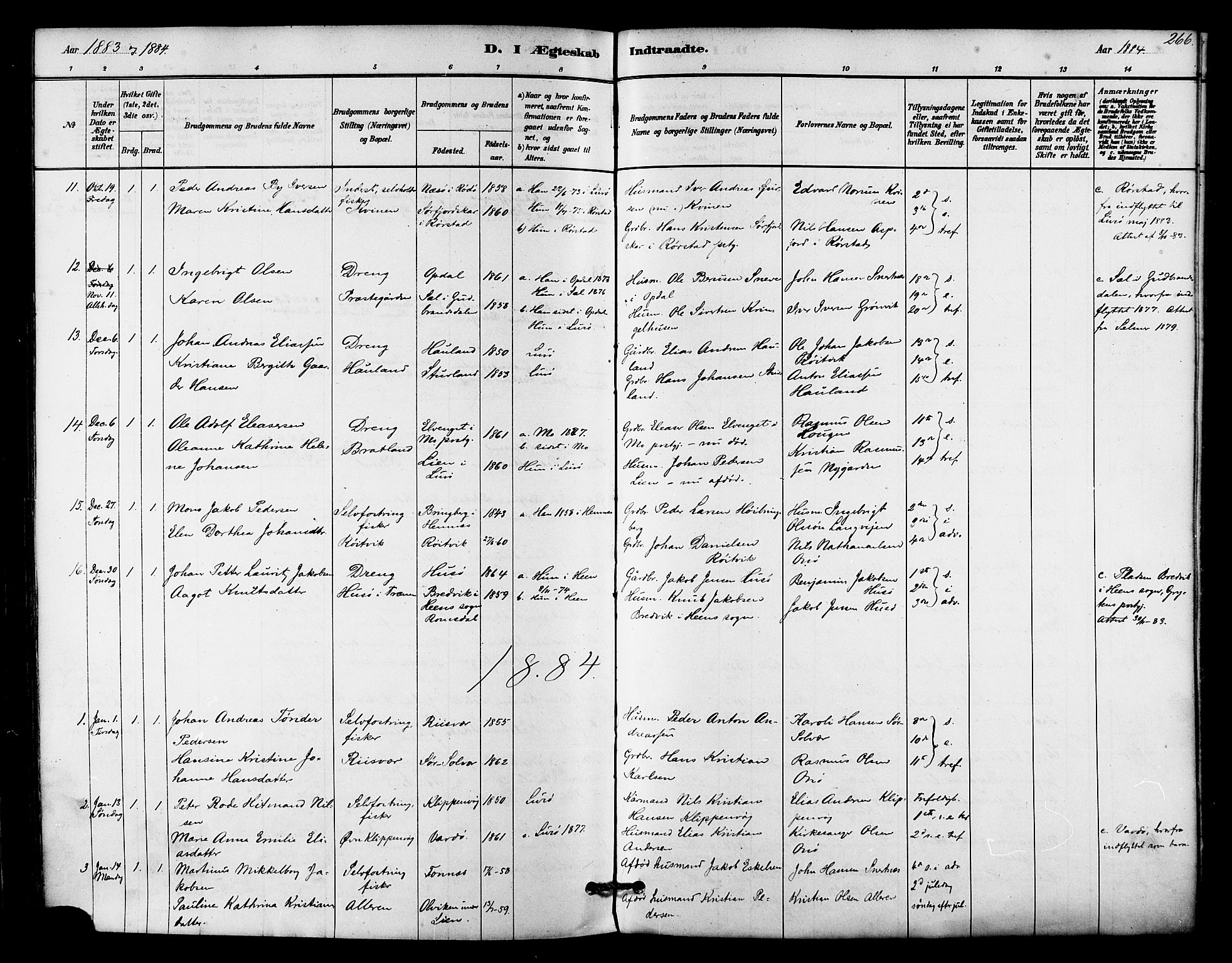 Ministerialprotokoller, klokkerbøker og fødselsregistre - Nordland, SAT/A-1459/839/L0568: Parish register (official) no. 839A05, 1880-1902, p. 266