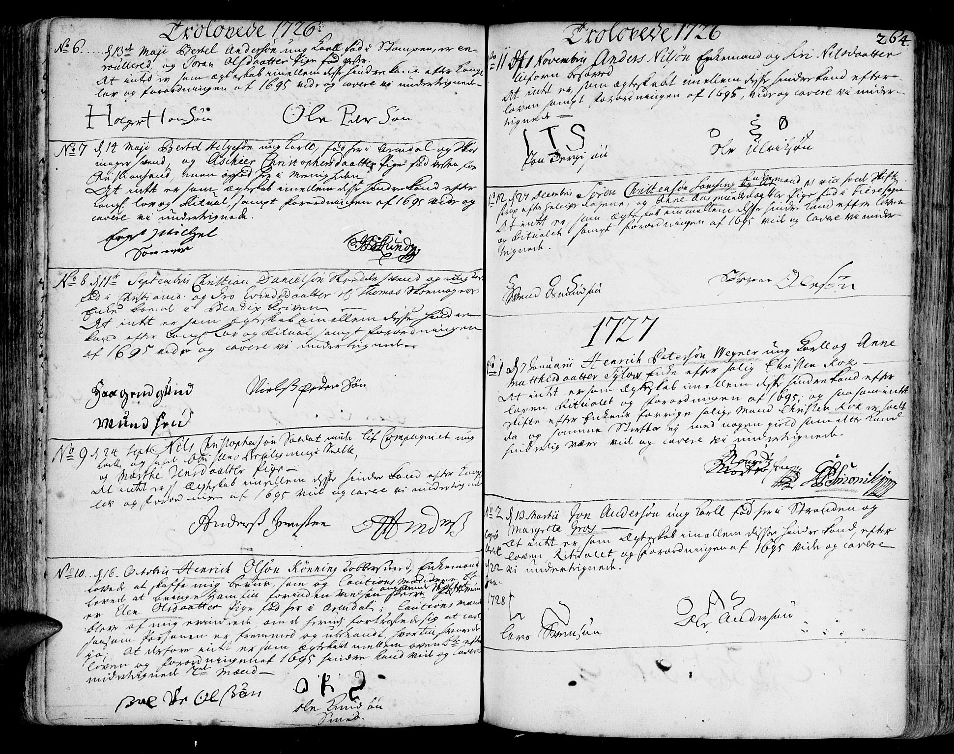 Arendal sokneprestkontor, Trefoldighet, SAK/1111-0040/F/Fa/L0001: Parish register (official) no. A 1, 1703-1815, p. 264