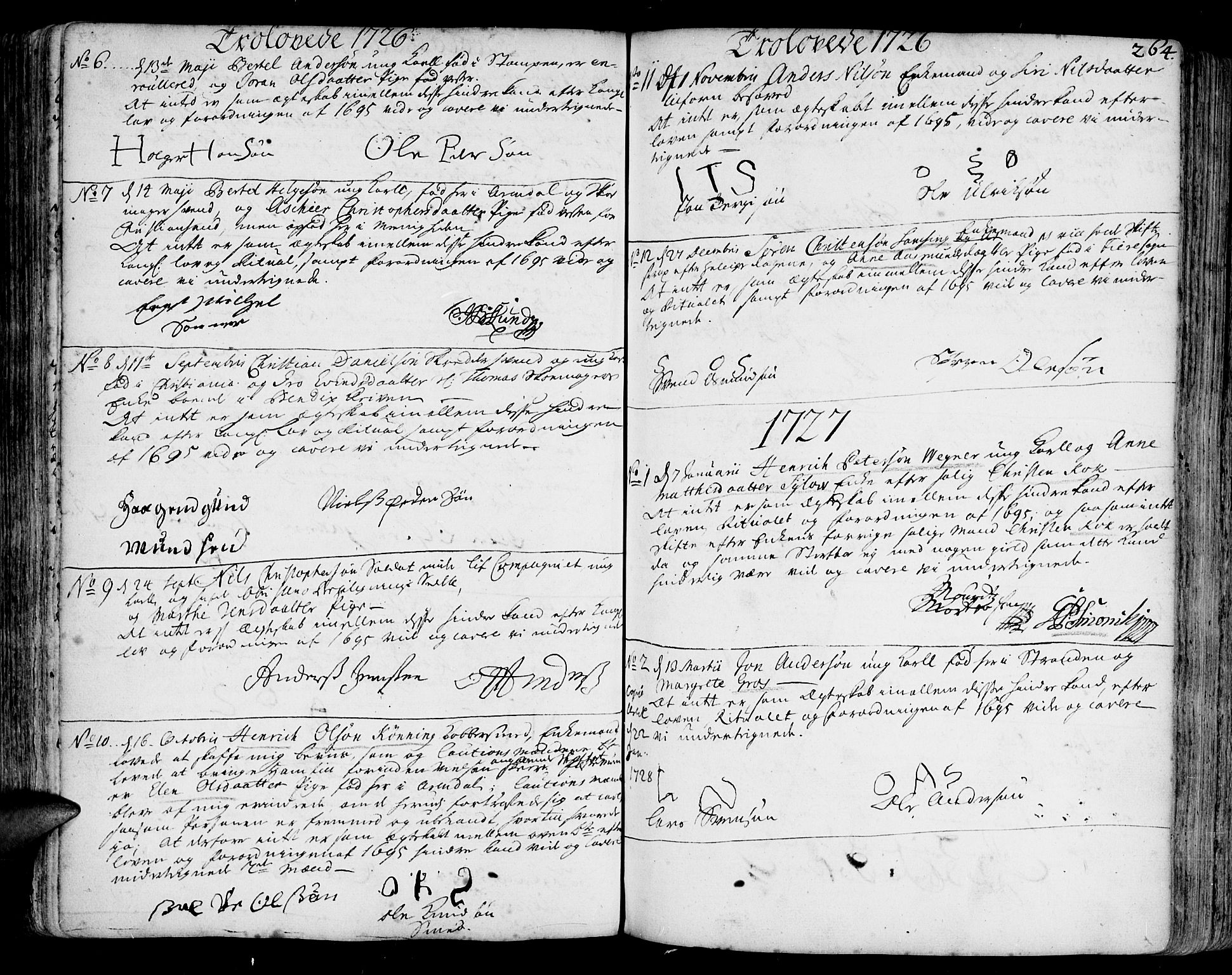 Arendal sokneprestkontor, Trefoldighet, AV/SAK-1111-0040/F/Fa/L0001: Parish register (official) no. A 1, 1703-1815, p. 264