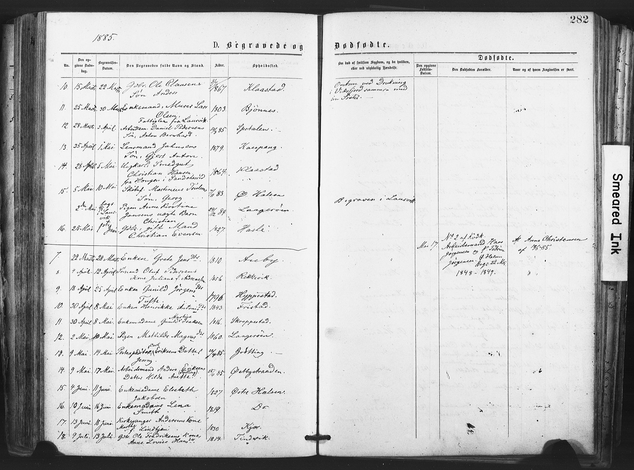 Tjølling kirkebøker, SAKO/A-60/F/Fa/L0008: Parish register (official) no. 8, 1877-1886, p. 282