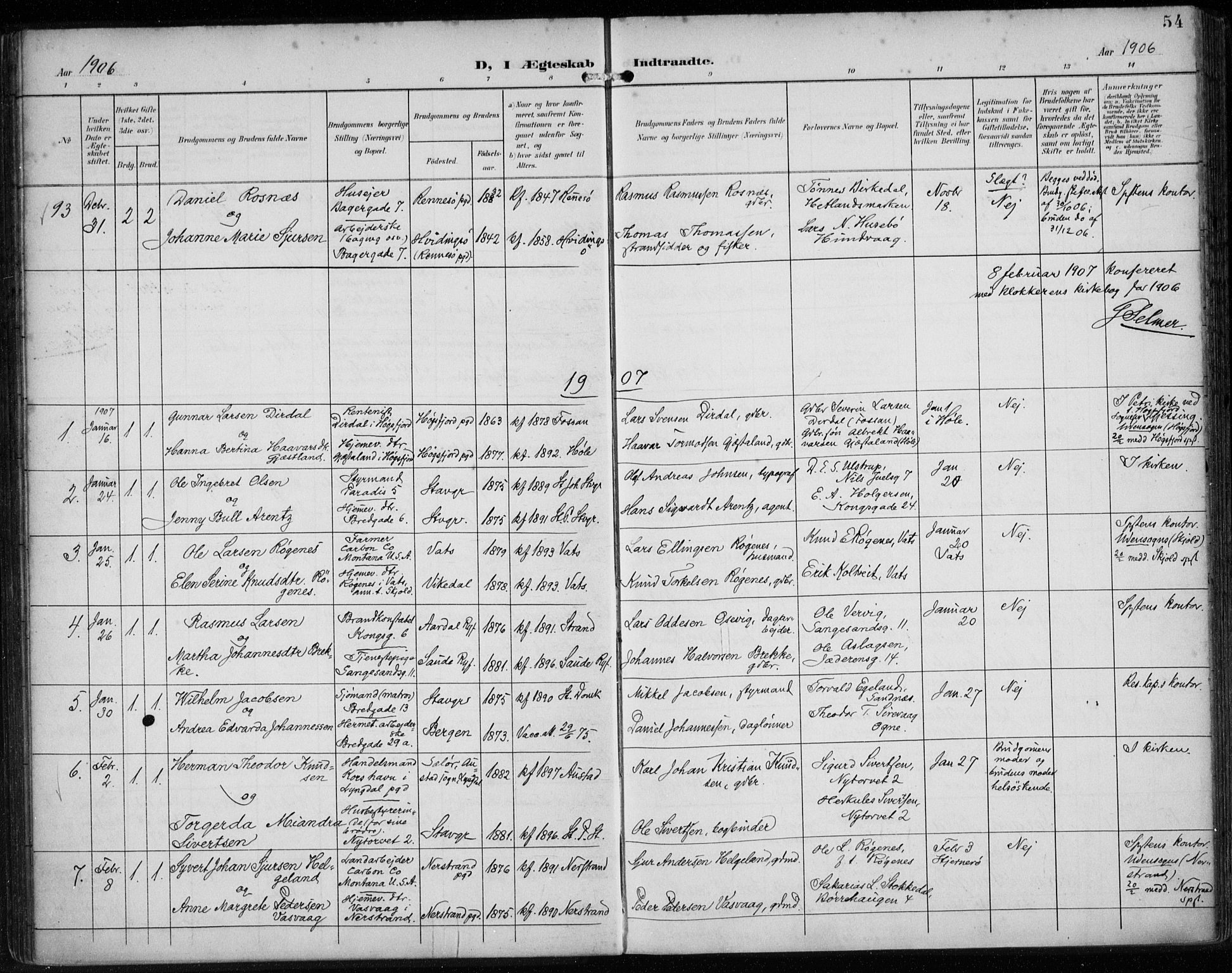 St. Petri sokneprestkontor, AV/SAST-A-101813/002/A/L0003: Parish register (official) no. A 24, 1900-1921, p. 54