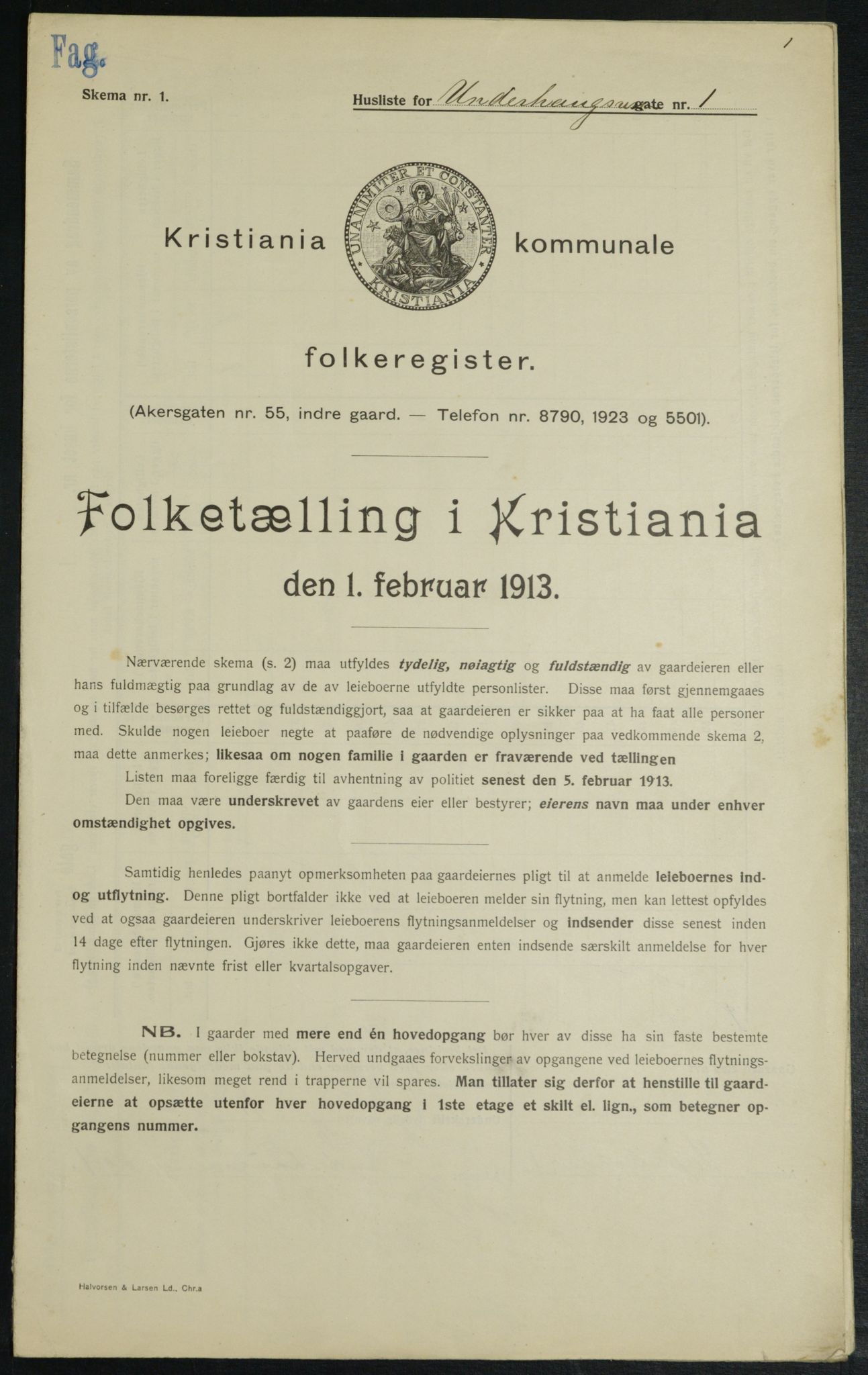 OBA, Municipal Census 1913 for Kristiania, 1913, p. 119668