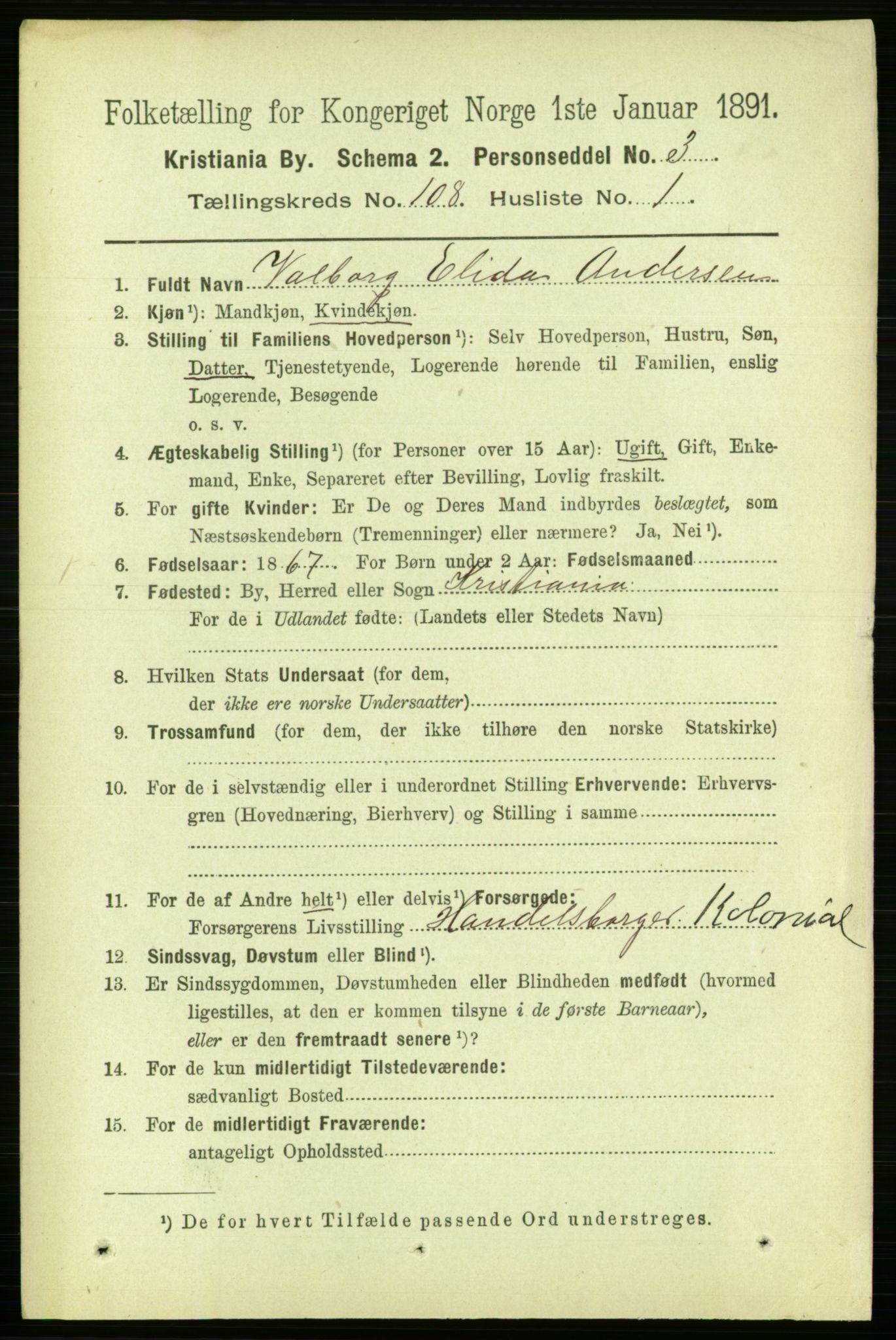 RA, 1891 census for 0301 Kristiania, 1891, p. 55435