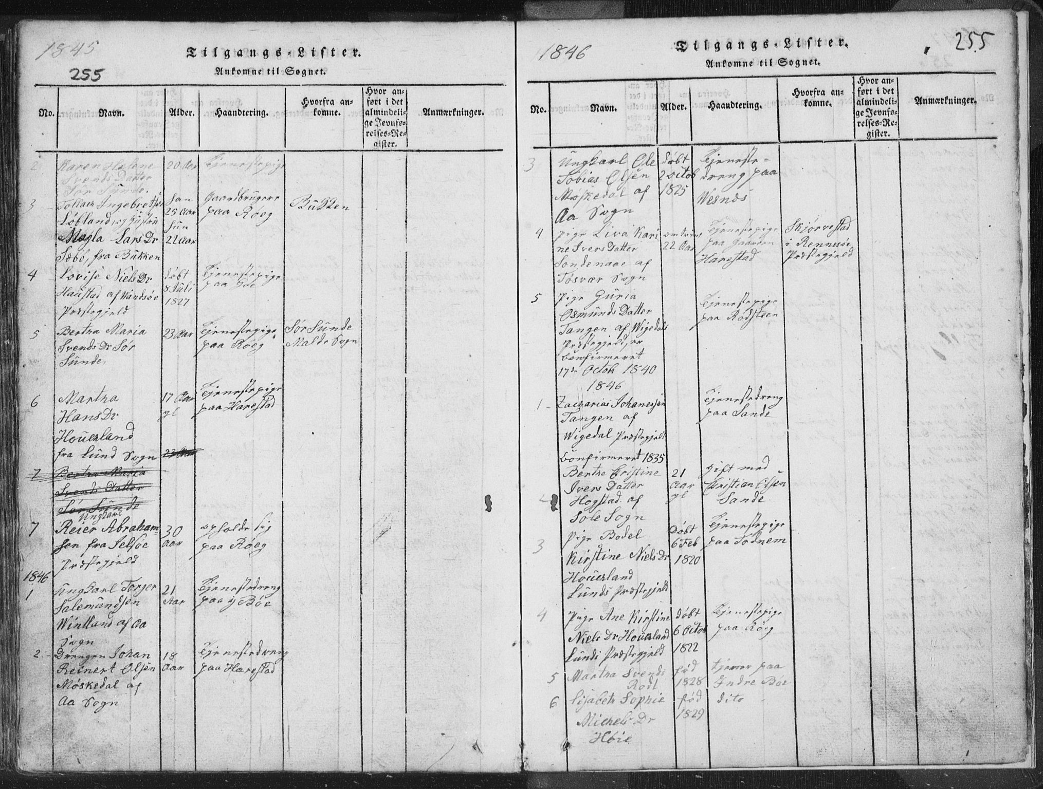 Hetland sokneprestkontor, SAST/A-101826/30/30BA/L0001: Parish register (official) no. A 1, 1816-1856, p. 255