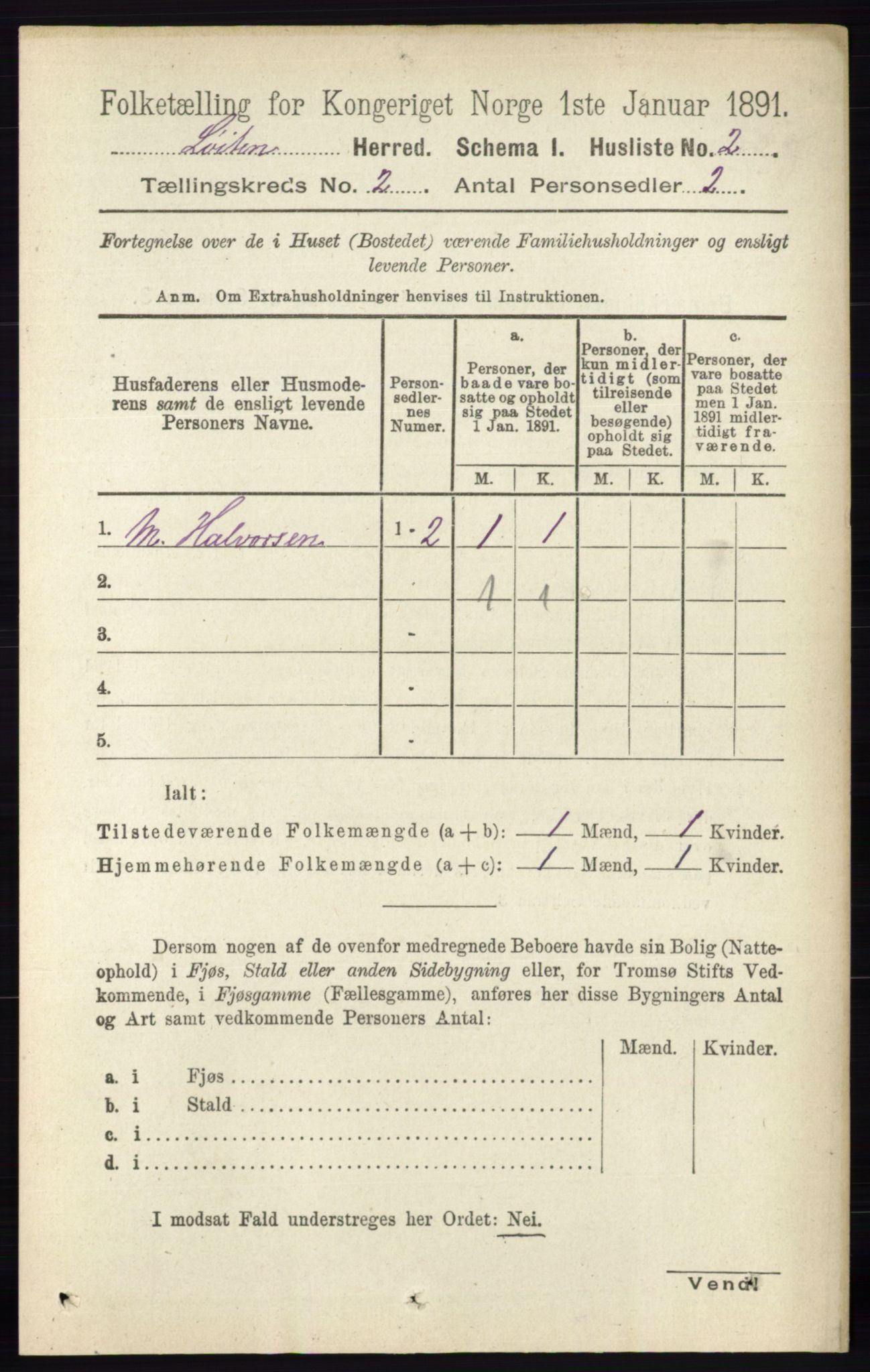 RA, 1891 census for 0415 Løten, 1891, p. 1374