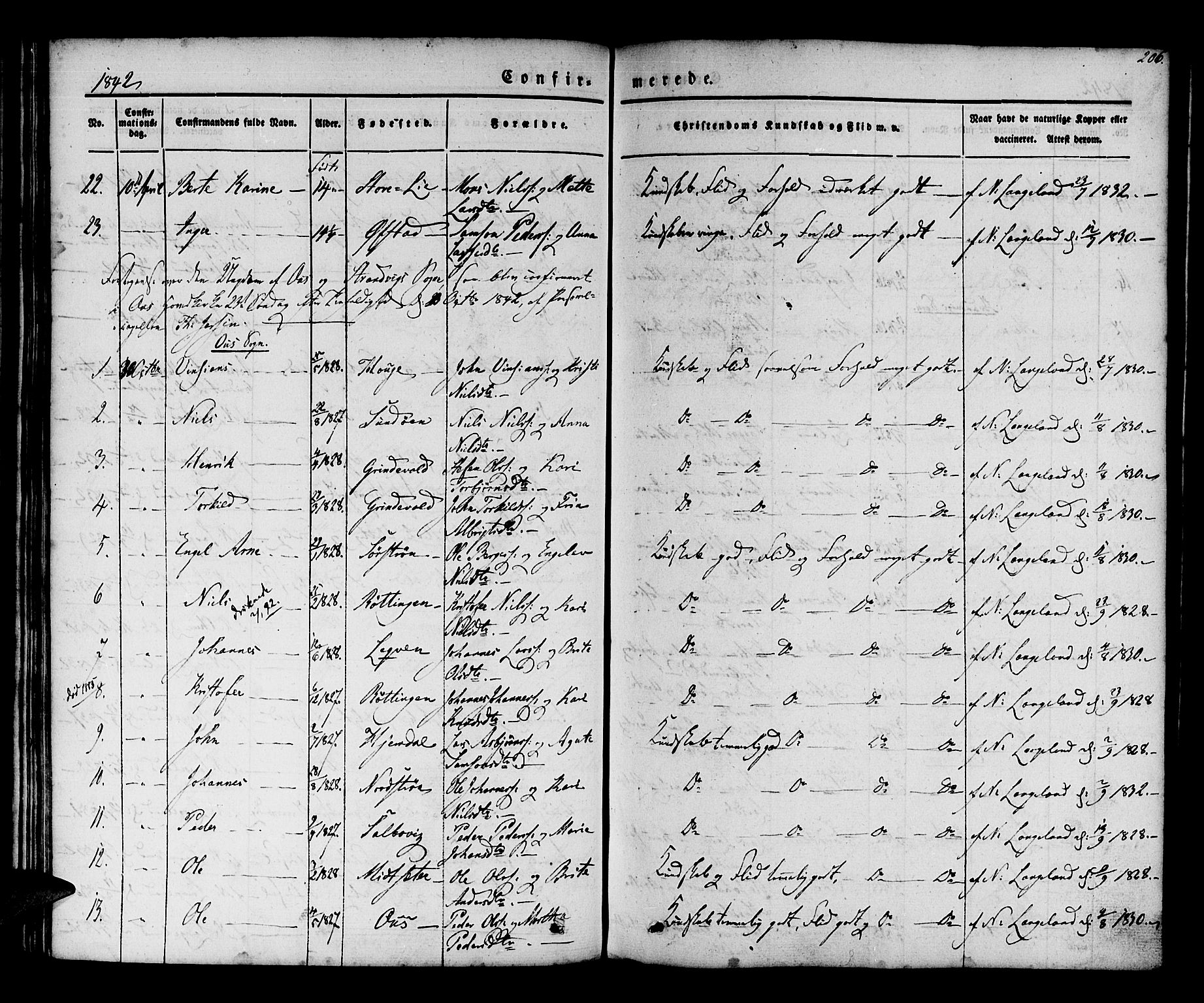 Os sokneprestembete, AV/SAB-A-99929: Parish register (official) no. A 15, 1839-1851, p. 206