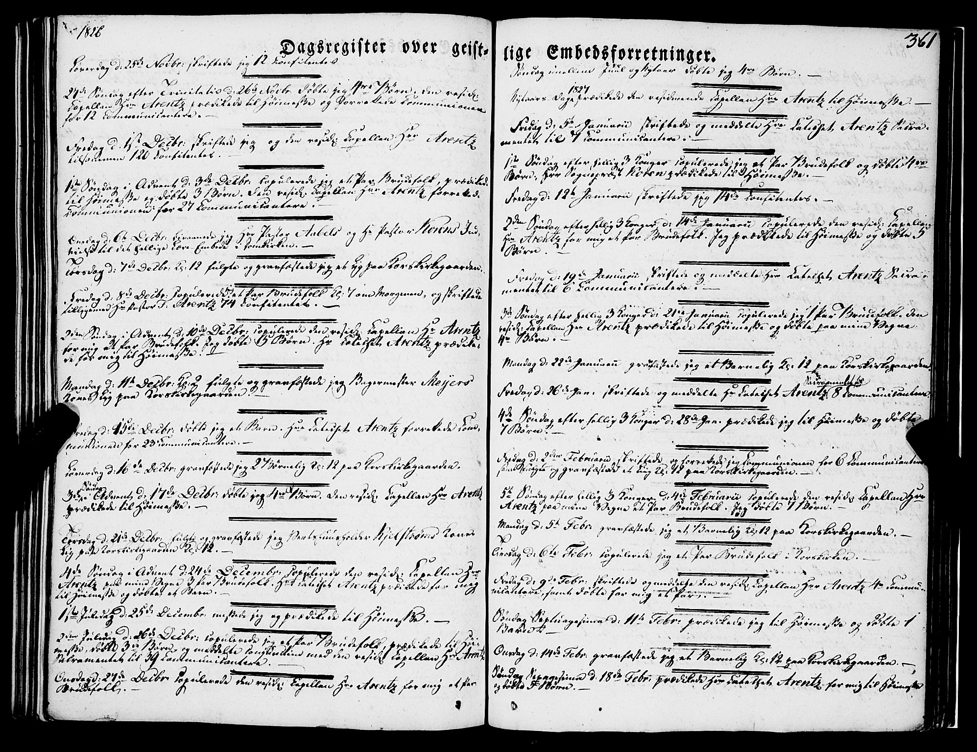 Korskirken sokneprestembete, SAB/A-76101/H/Haa/L0050: Parish register (official) no. F 1, 1821-1869, p. 361