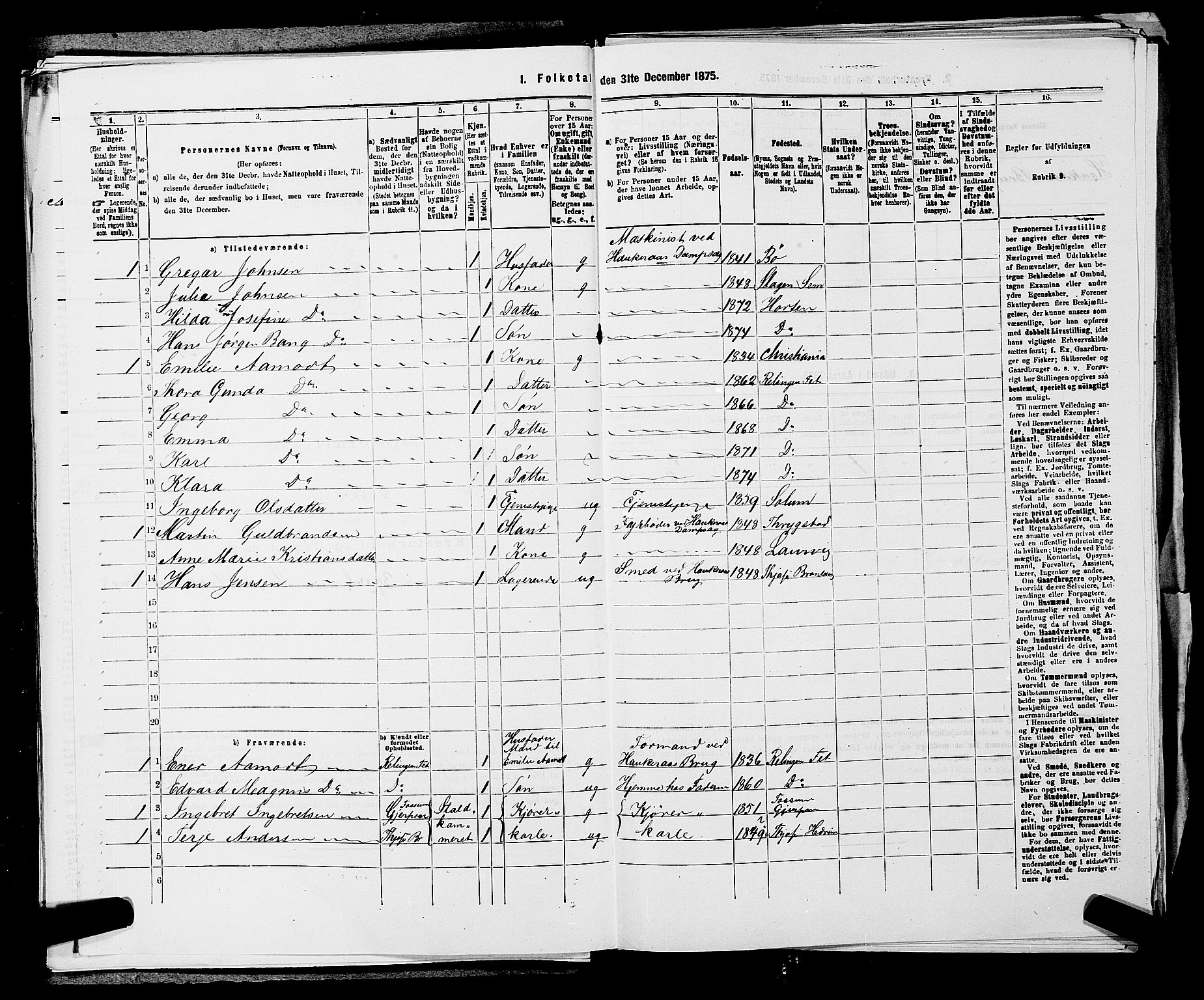 SAKO, 1875 census for 0813P Eidanger, 1875, p. 540