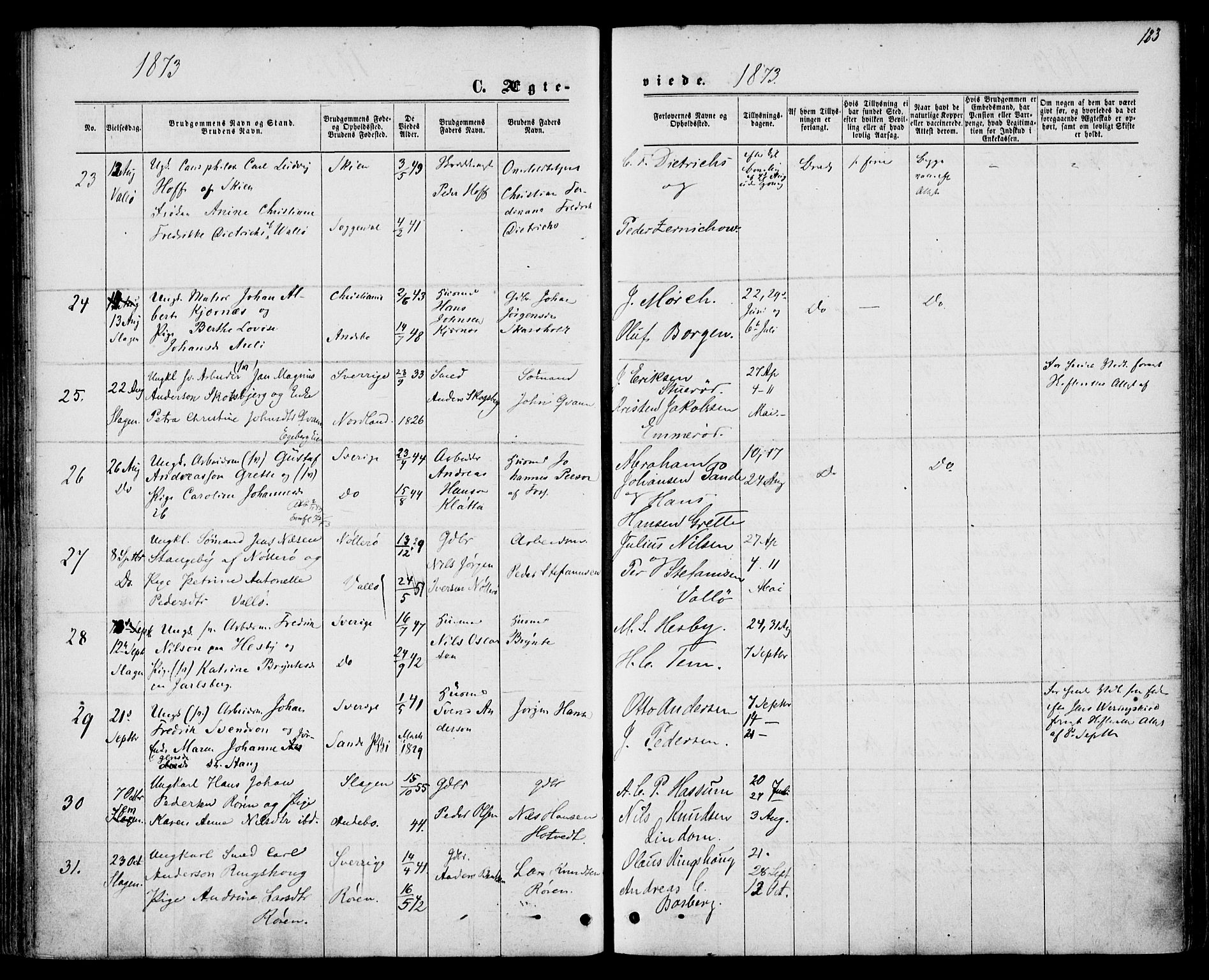 Sem kirkebøker, AV/SAKO-A-5/F/Fa/L0008: Parish register (official) no. I 8, 1866-1873, p. 183