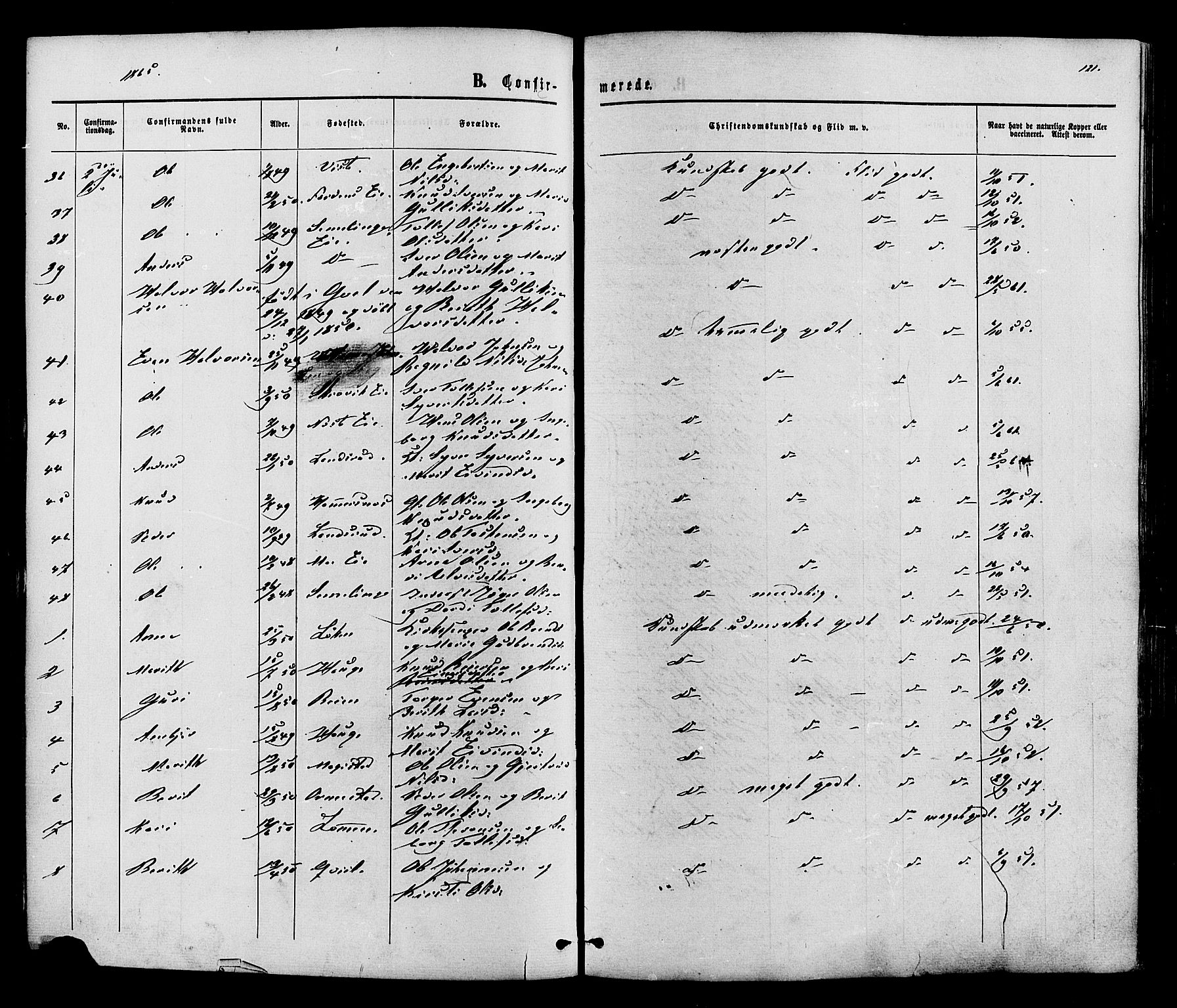 Vestre Slidre prestekontor, AV/SAH-PREST-136/H/Ha/Haa/L0003: Parish register (official) no. 3, 1865-1880, p. 121