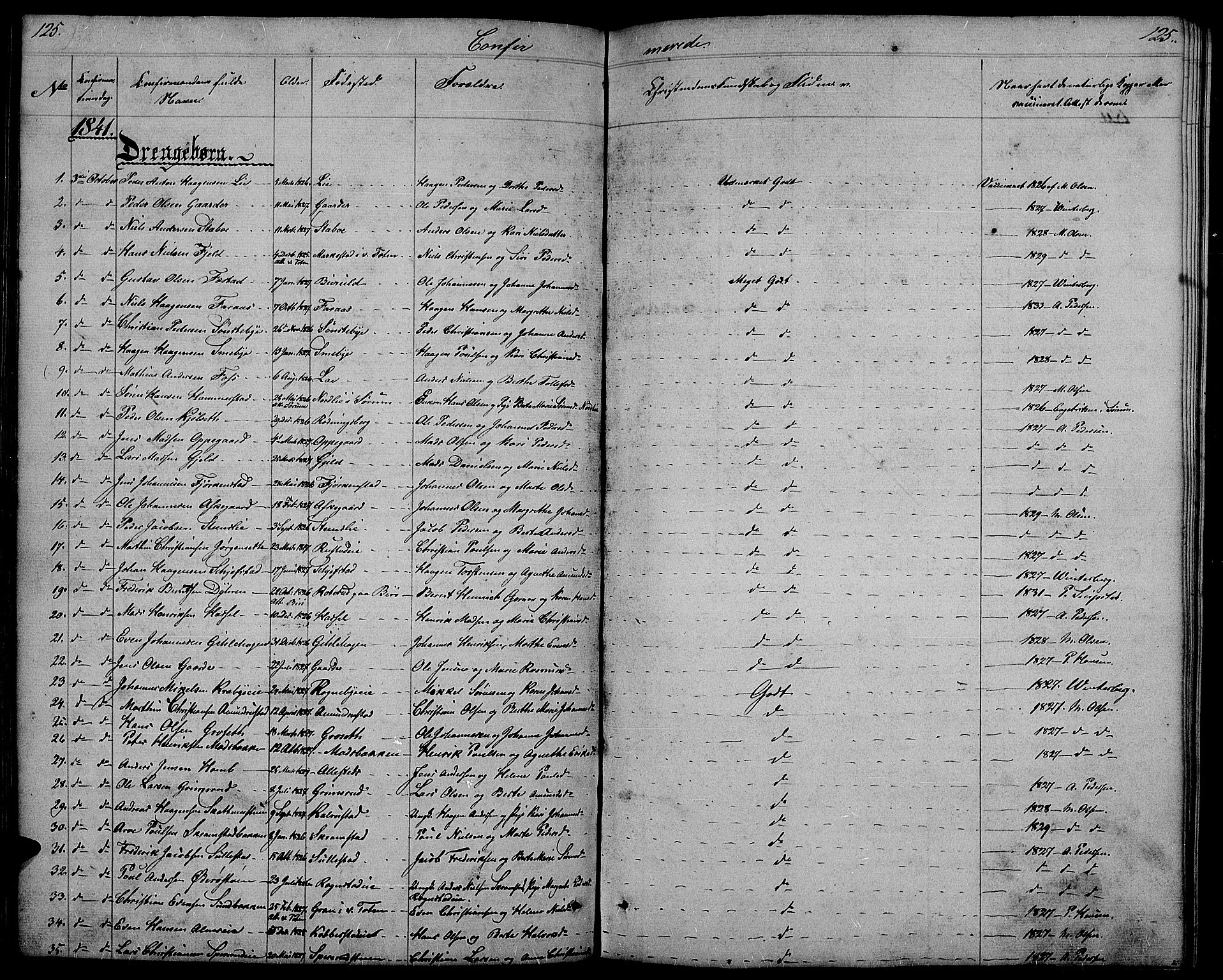Østre Toten prestekontor, SAH/PREST-104/H/Ha/Hab/L0002: Parish register (copy) no. 2, 1840-1847, p. 125
