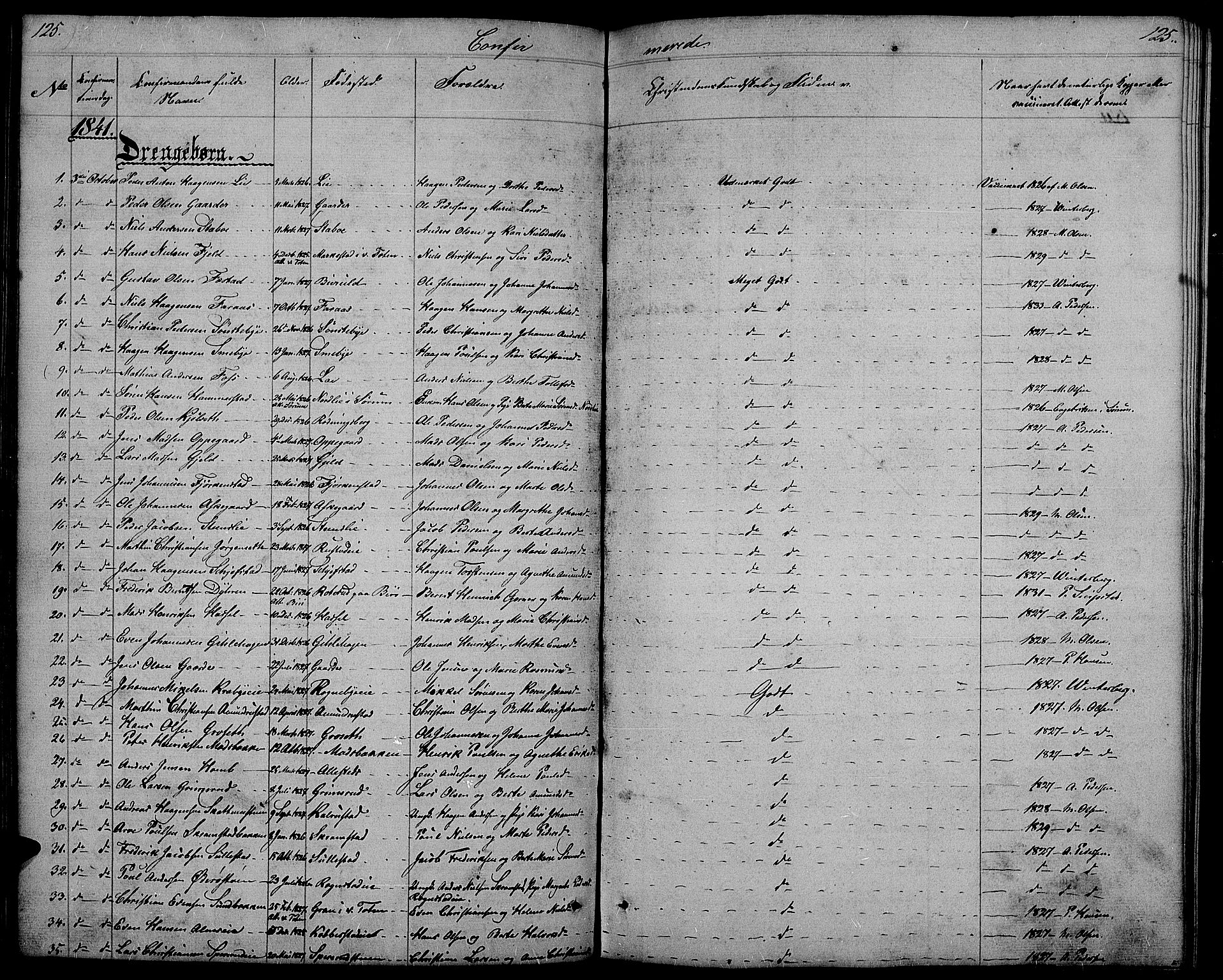 Østre Toten prestekontor, AV/SAH-PREST-104/H/Ha/Hab/L0002: Parish register (copy) no. 2, 1840-1847, p. 125